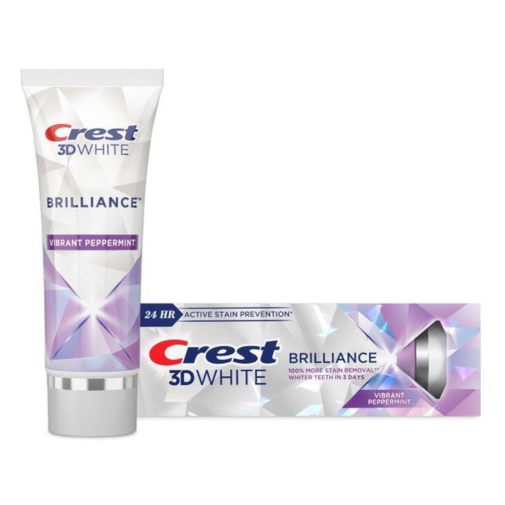 Crest 3DWhite Brilliance Vibrant Peppermint Teeth Whitening Toothpaste, 0.85 Ounce -- 72 per case