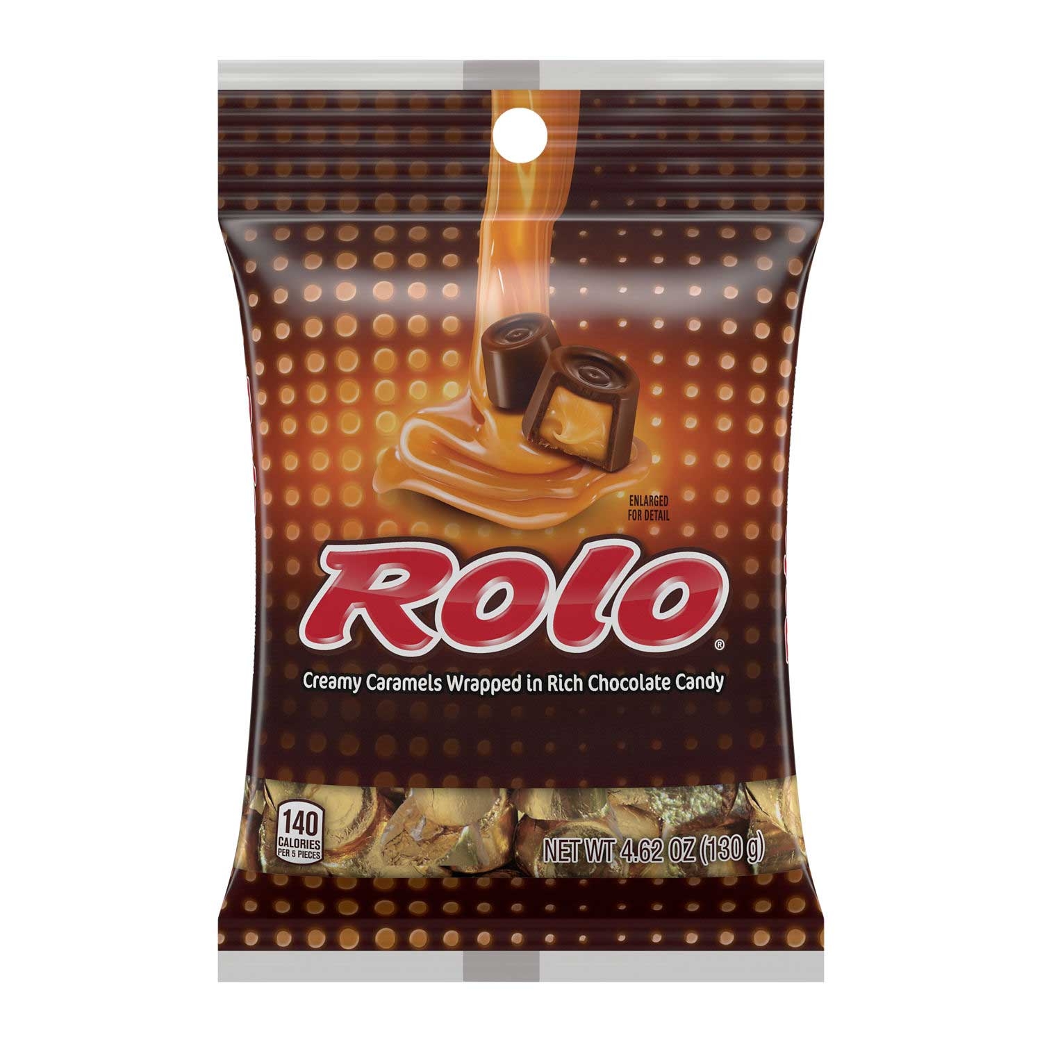 Rolo Creamy Caramels Wrapped in Rich Chocolate Candy, 4.62 Ounce Peg Bag -- 12 per case