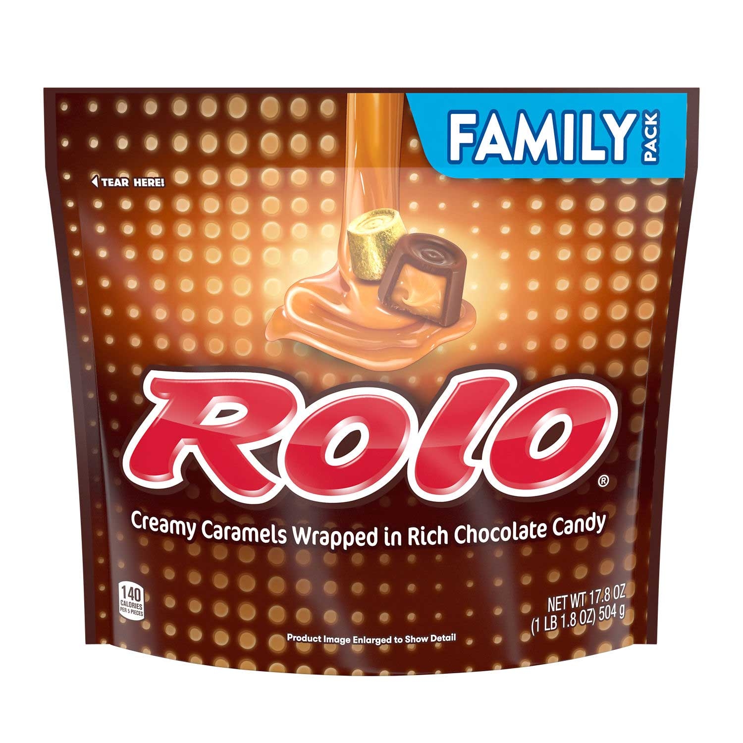 Rolo Rich Chocolate Caramels Candy - Family Pack, 17.8 Ounce Stand Up Bag -- 8 per case