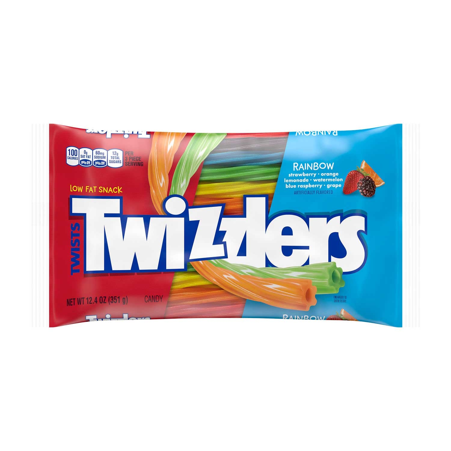 Twizzlers Rainbow Twisted Candy - Laydown Bag, 12.4 Ounce -- 12 per case