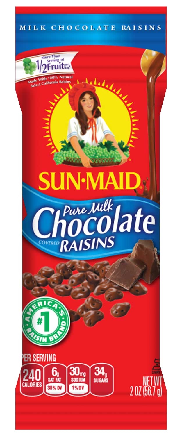 Sunmaid Pure Milk Chocolate Covered Raisin, 2 Ounce -- 40 per case