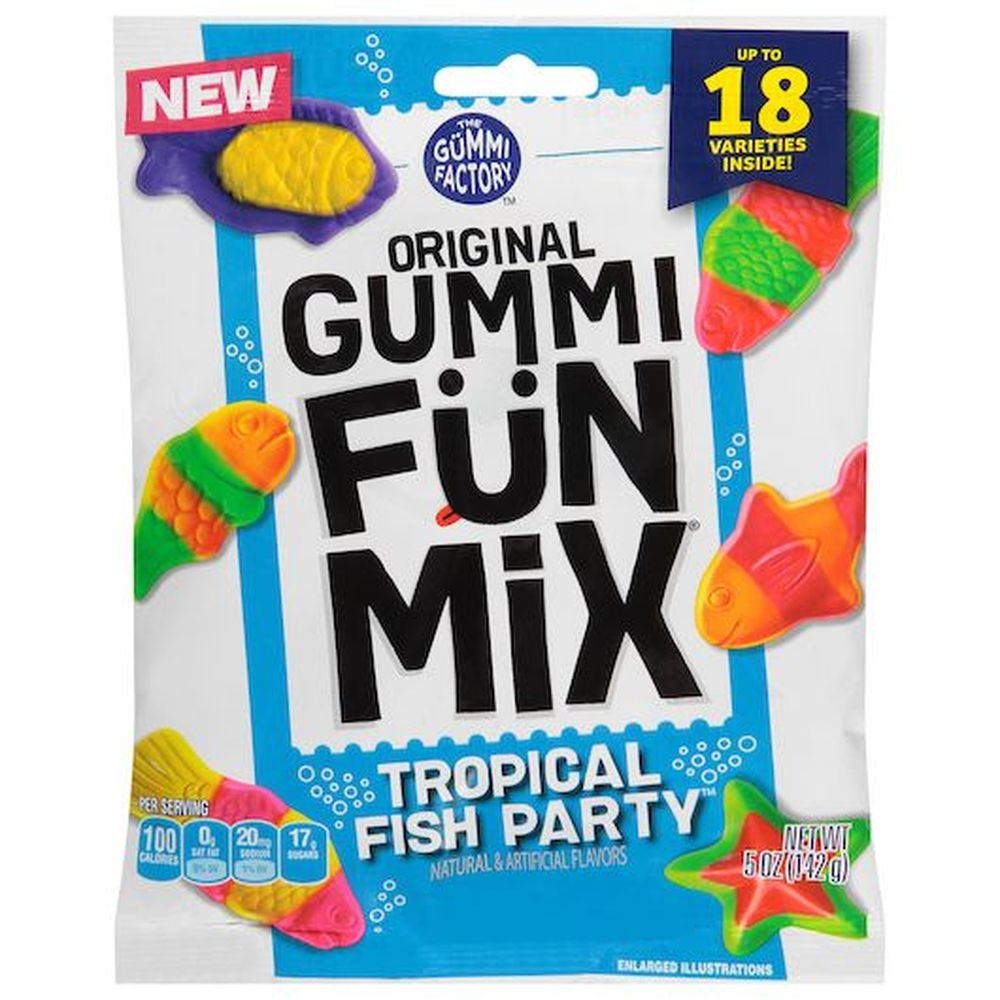 Original Gummi Factory Fun Mix Tropical Fish Gummy Candy, 5 Ounce -- 12 per case