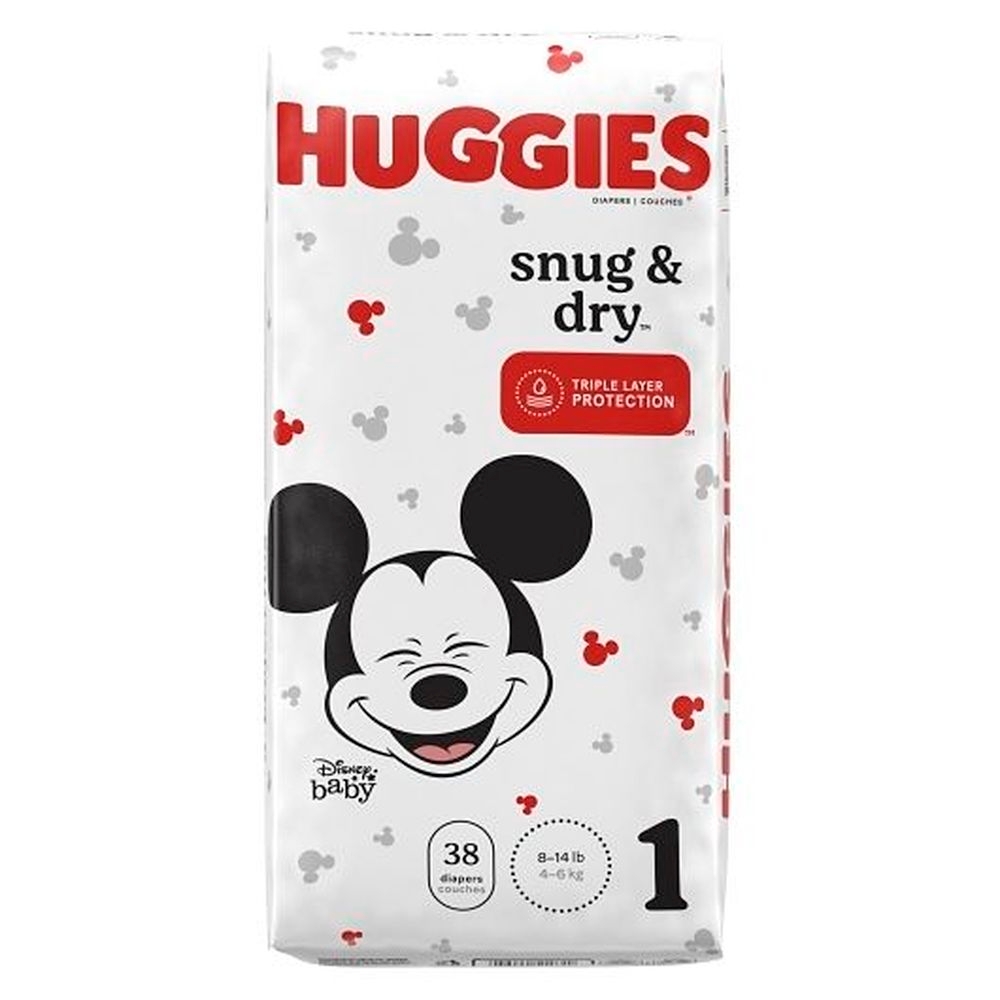 Huggies Size 1 Snug and Dry Diaper - Jumbo Pack, 38 count -- 4 per case