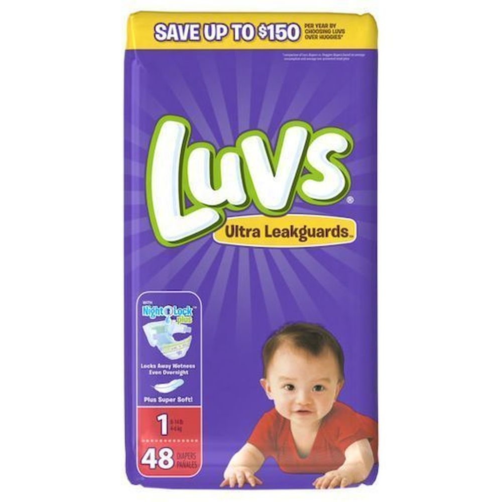Luvs Size 1 Diapers - Jumbo Pack, 48 count -- 2 per case