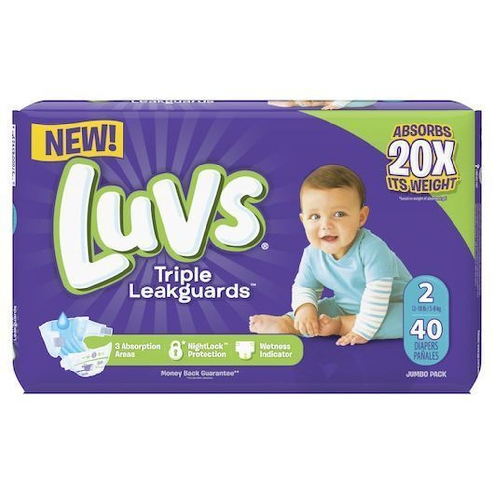 Luvs Size 2 Diapers - Jumbo Pack, 40 count -- 2 per case