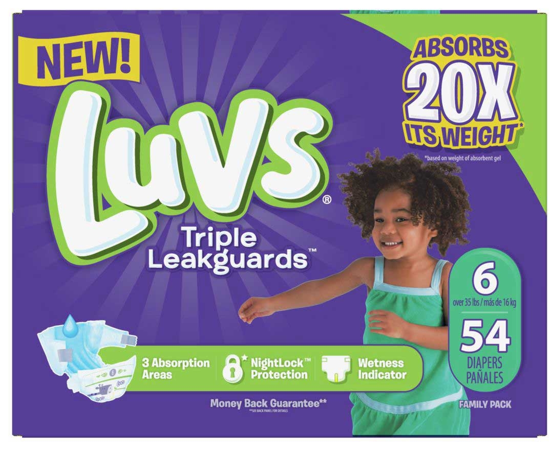 Luvs Size 6 Leak Protection Diaper - 54 count per pack