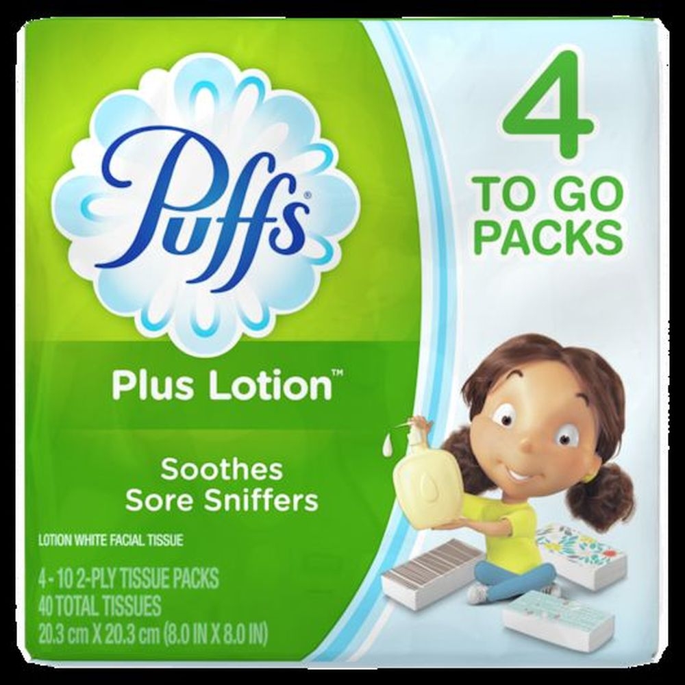 Puffs Plus Facial Tissue - To Go Purse Pack, 40 count -- 24 per case