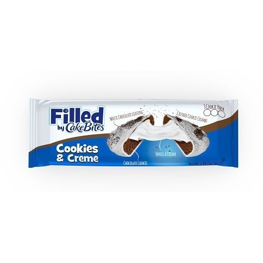 Cakebites Filled Cookies and Creme Chocolate Cookie, 2.12 Ounce -- 72 per case