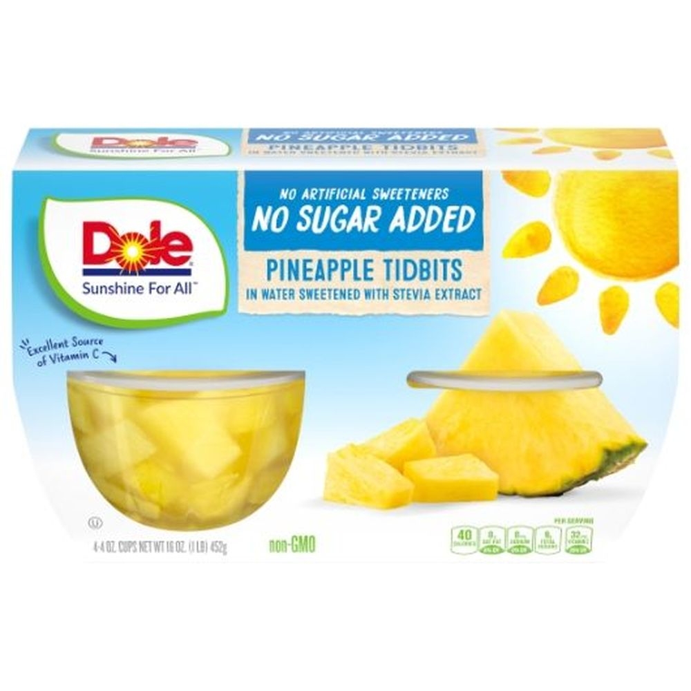 Dole Fancy Pineapple Tidbits in Water, 16 Ounce -- 6 per case
