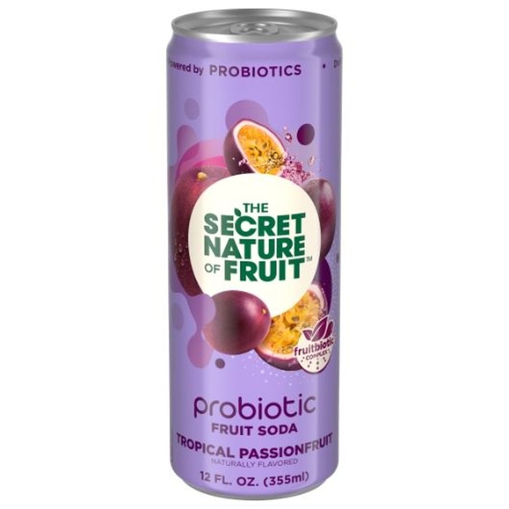 Secret Nature Of Fruit Tropical Passionfruit Probiotic Soda, 12.696 Ounce -- 12 per case