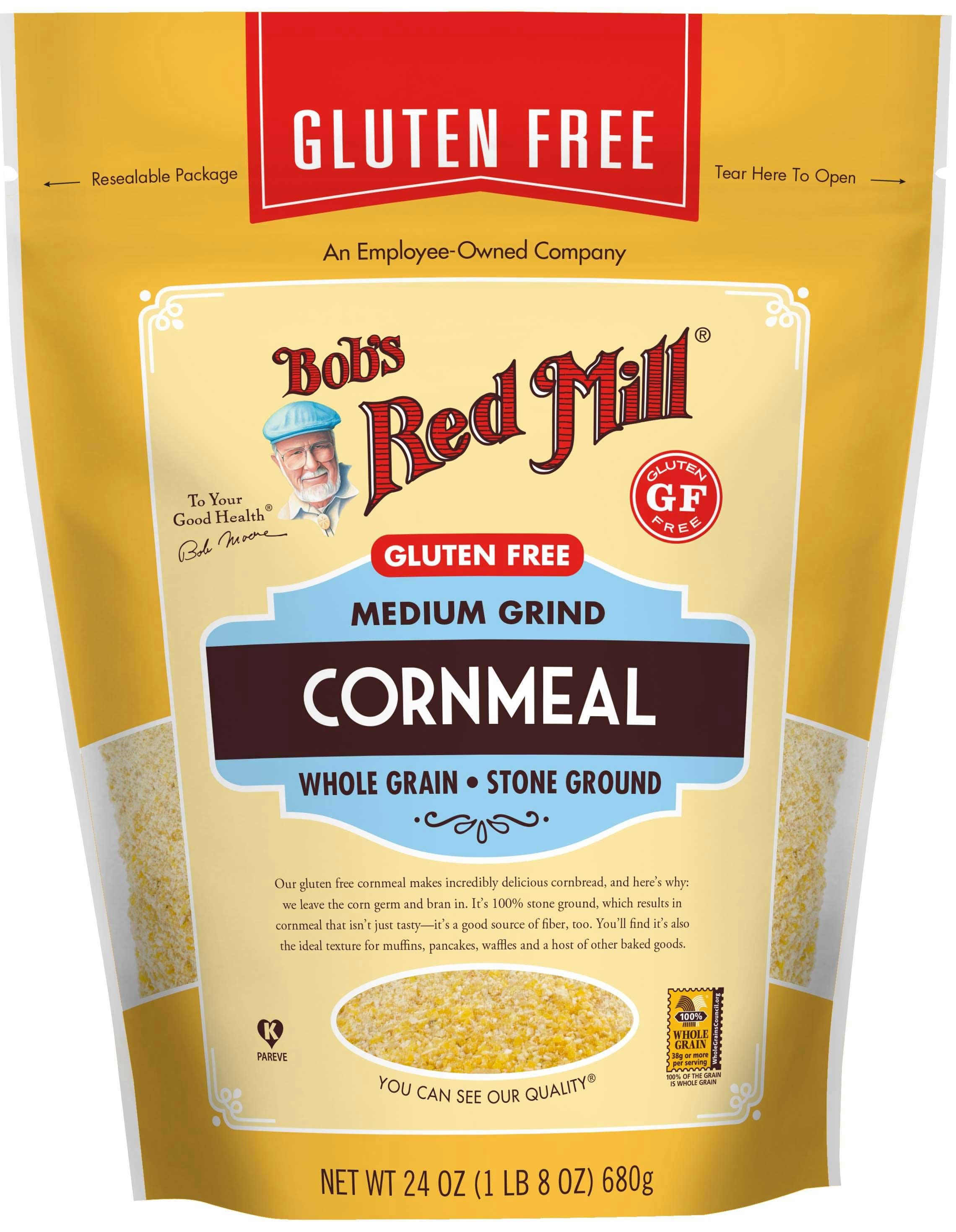 Bobs Red Mill Gluten Free Medium Grind Cornmeal, 24 Ounce Pouch -- 4 per case