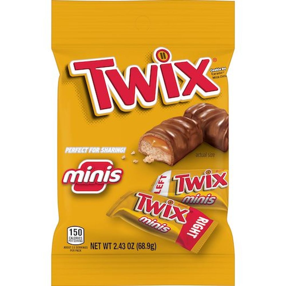 Twix Mini Caramel Milk Chocolate Cookie Bar - Peg Pack, 2.43 Ounce -- 10 per case
