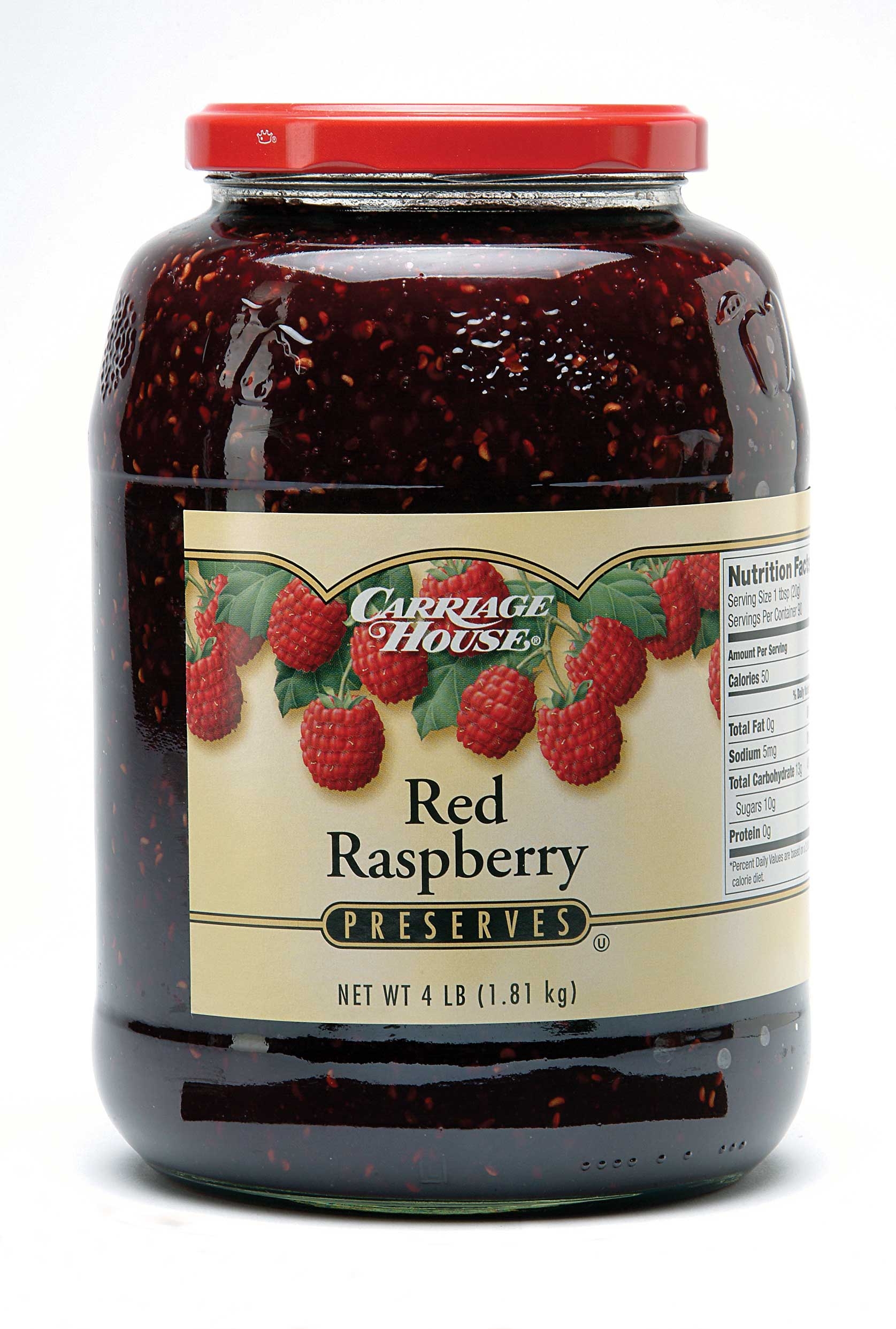 Carriage House Red Raspberry Preserves, 4 Pound -- 6 per case.