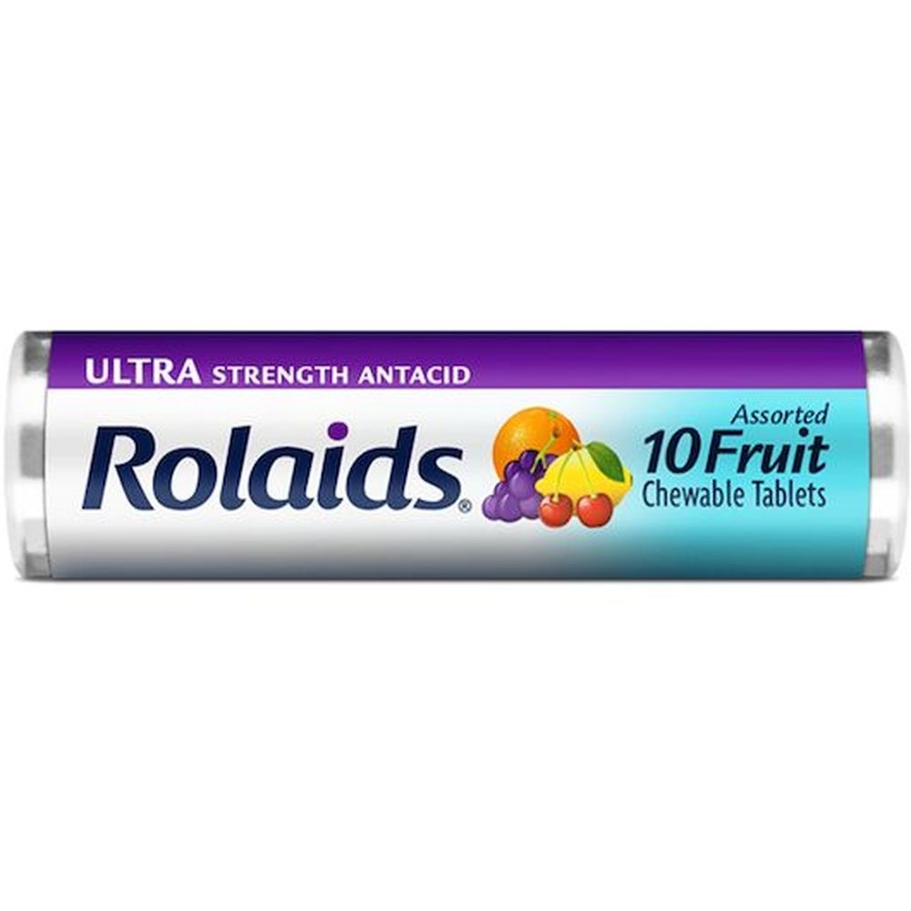 Rolaids Ultra Strength Antacid Assorted Fruit Chewable Tablets - 10 tablets per pack, 12 packs per box -- 24 boxes per case