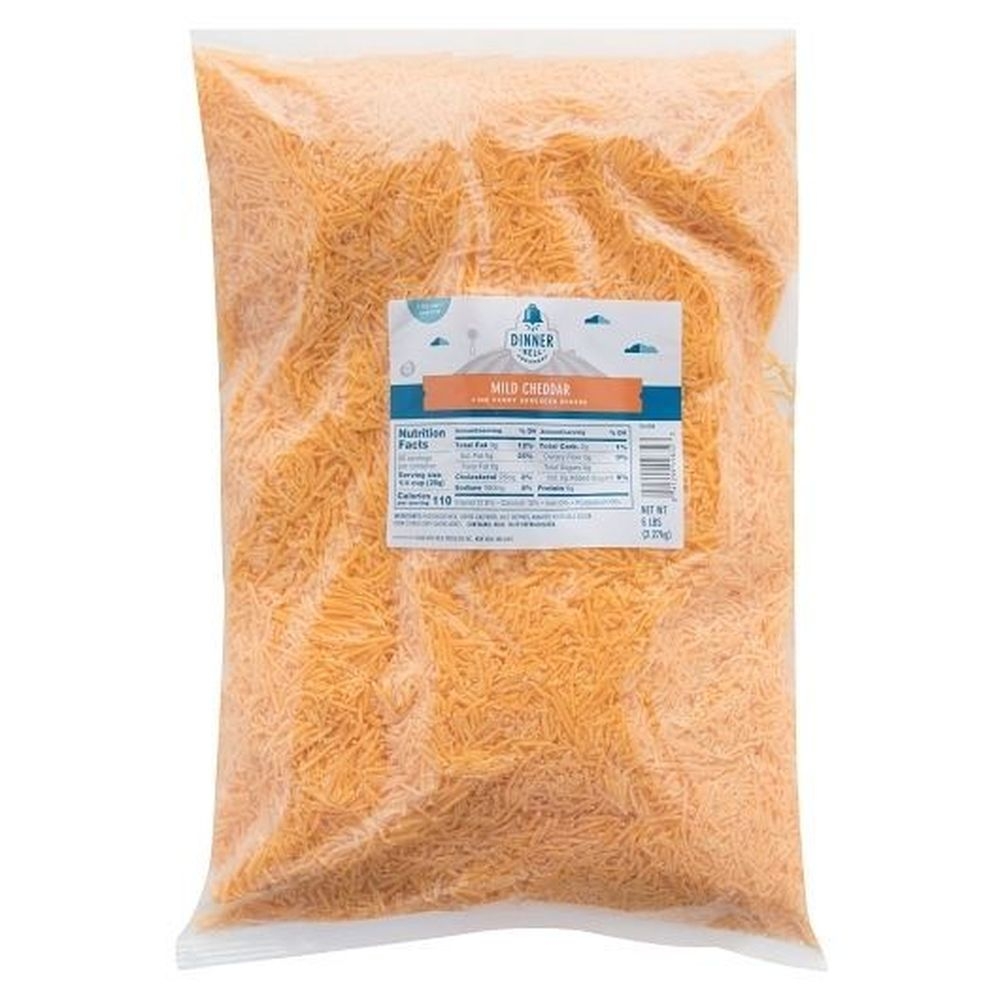 Dinner Bell Creamery Fine Fancy Shred Mild Yellow Cheddar Cheese, 5 Pound -- 4 per case.