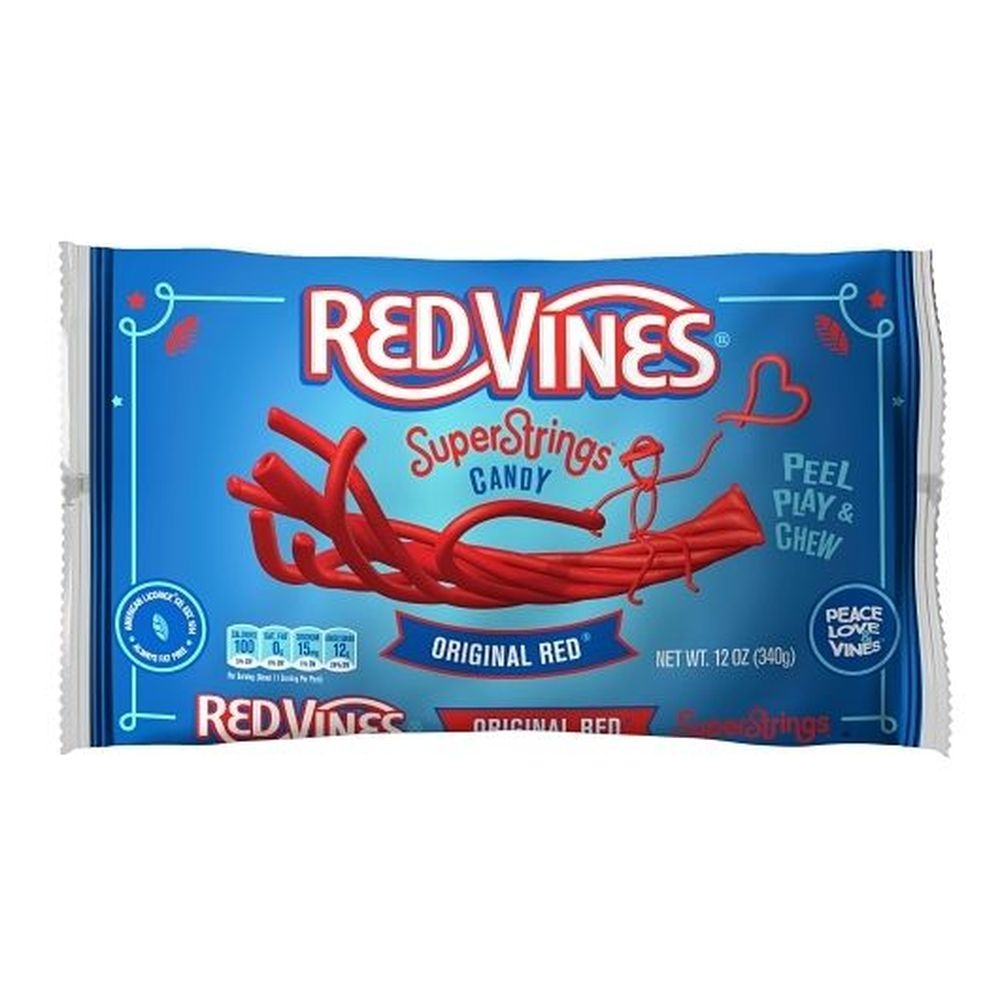 Red Vines Original Red Super Strings Twists Candy - PDQ Bag, 12 Ounce -- 12 per case