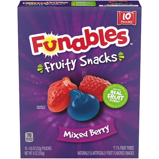 Fruity Snacks Funables Mixed Berry Fruit Flavored Snacks, 8 Ounce -- 8 per case
