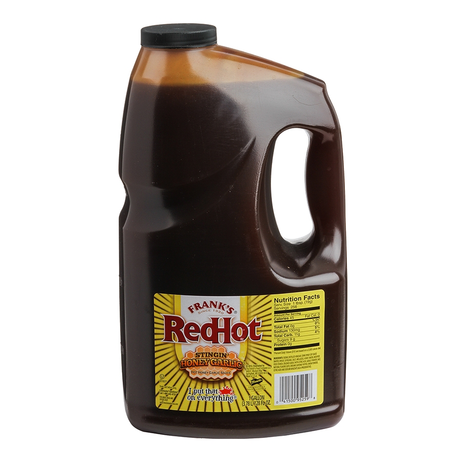 Franks RedHot Stingin Honey Garlic Hot Sauce, 1 Gallon -- 2 per case.