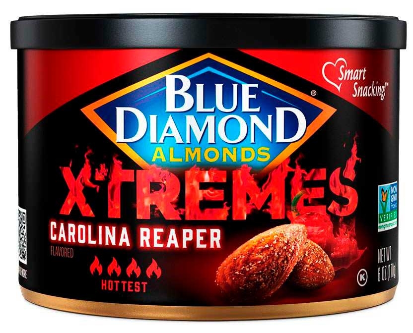 Blue Diamond Xtremes Carolina Reaper Flavored Snack Almonds, 6 Ounce -- 12 per case