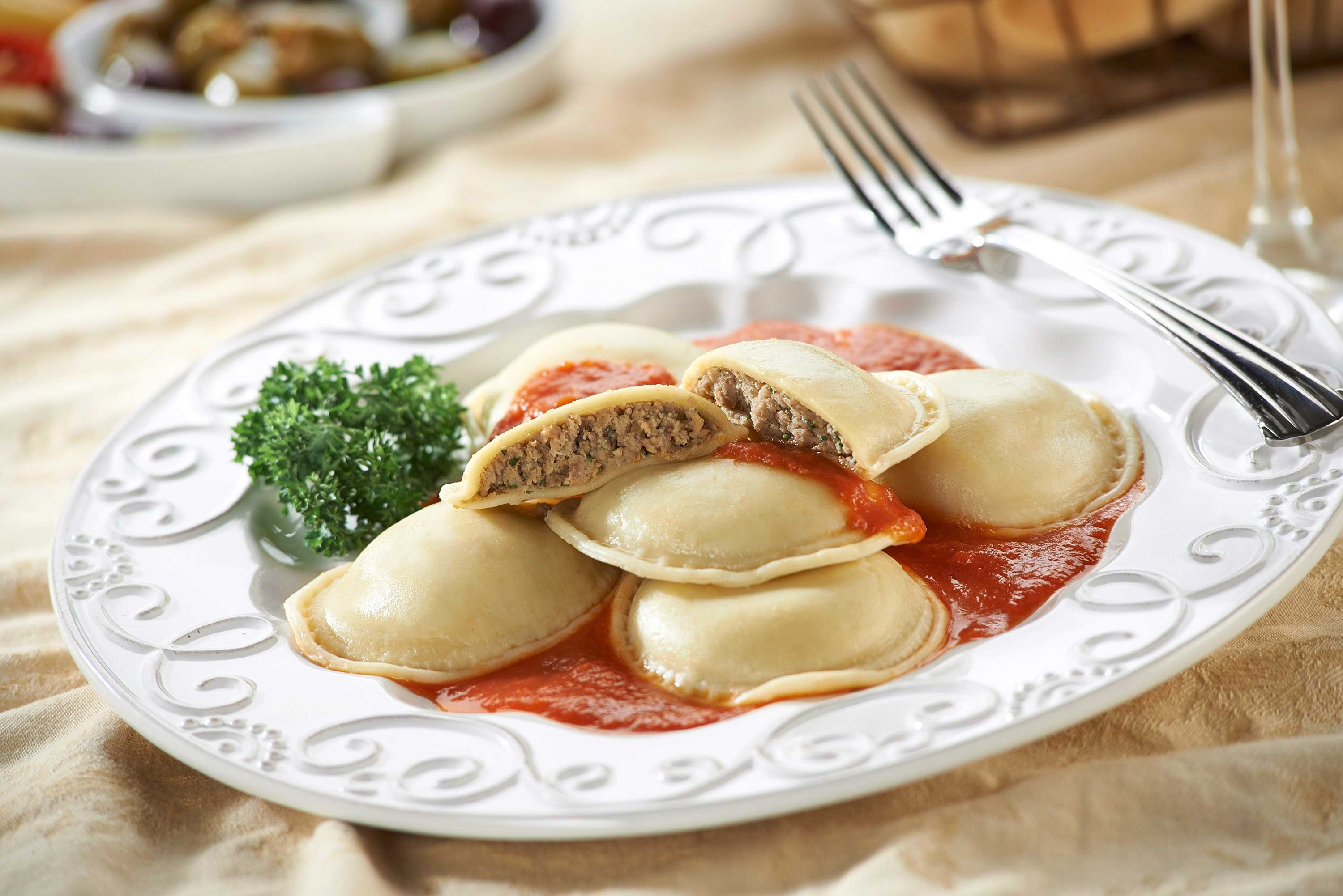 Rosina Food Celentano Large Meat Ravioli Pasta - Round, 22 Ounce -- 12 per case.