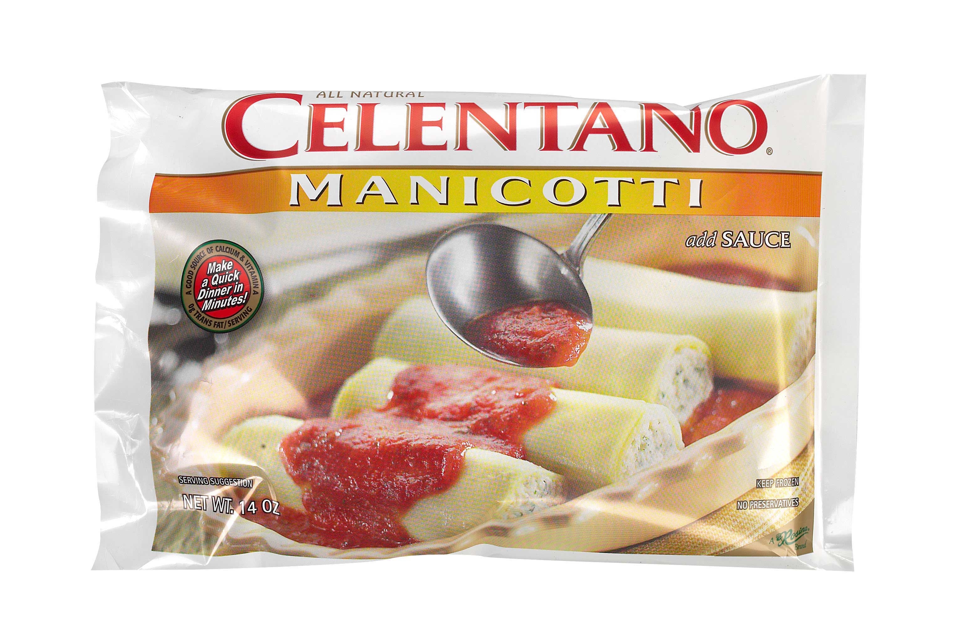 Rosina Food Manicotti Pasta with No Sauce - Entree, 14 Ounce -- 12 per case.