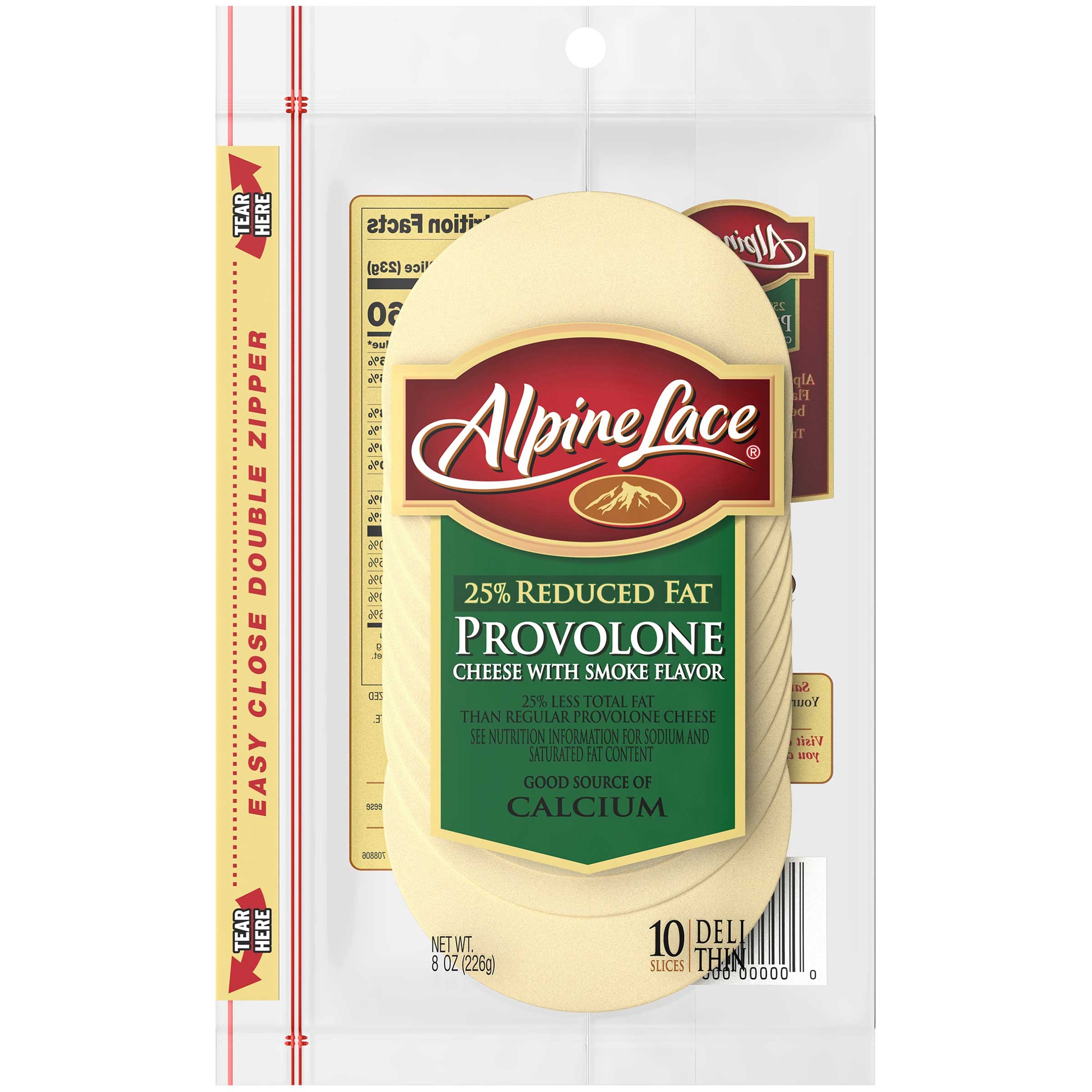 Alpine Lace Sliced Provolone Cheese with Smoked Flavor, 8 Ounce -- 12 per case