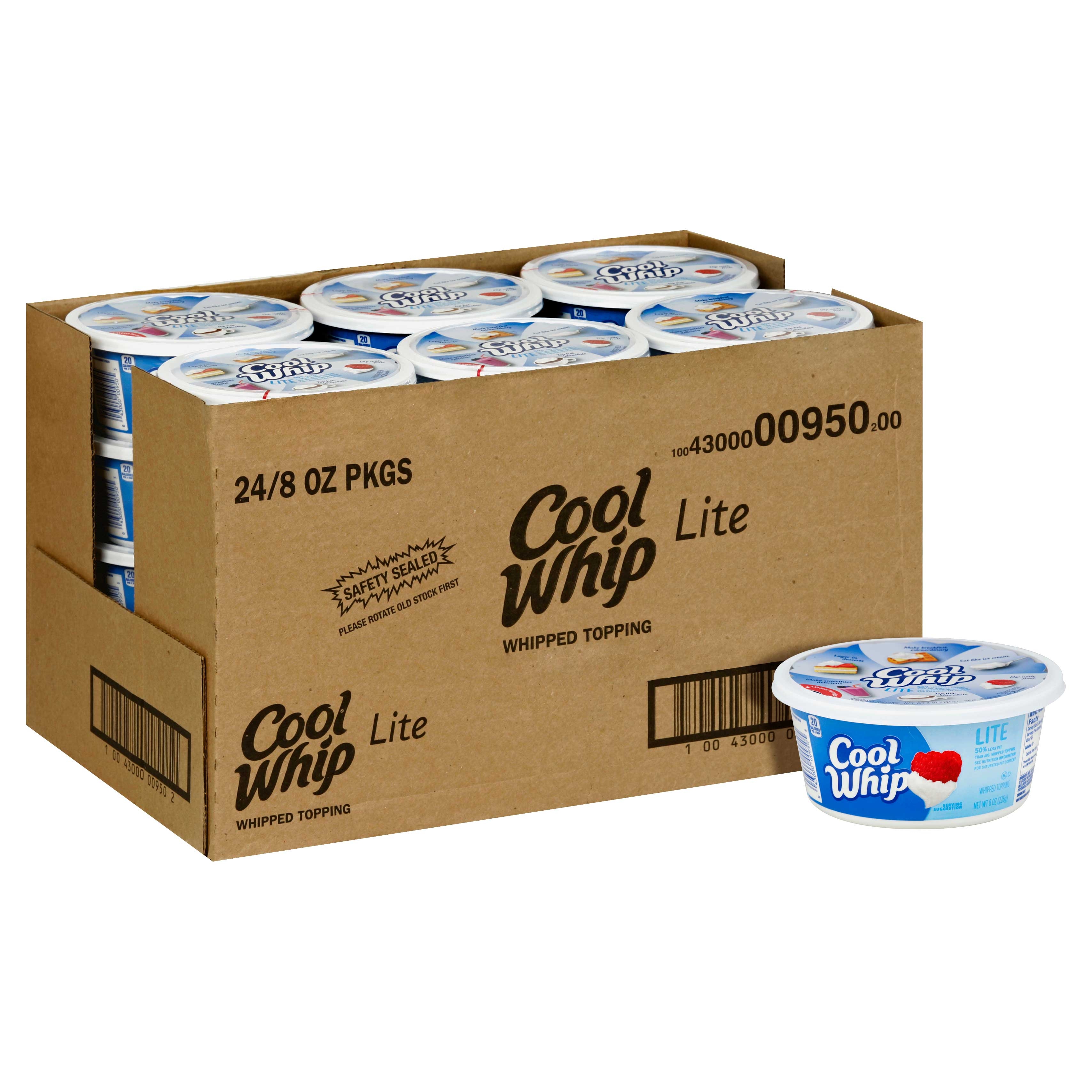 Kraft Frozen Lite Cool Whip Whipped Topping, 8 Ounce -- 24 per case.