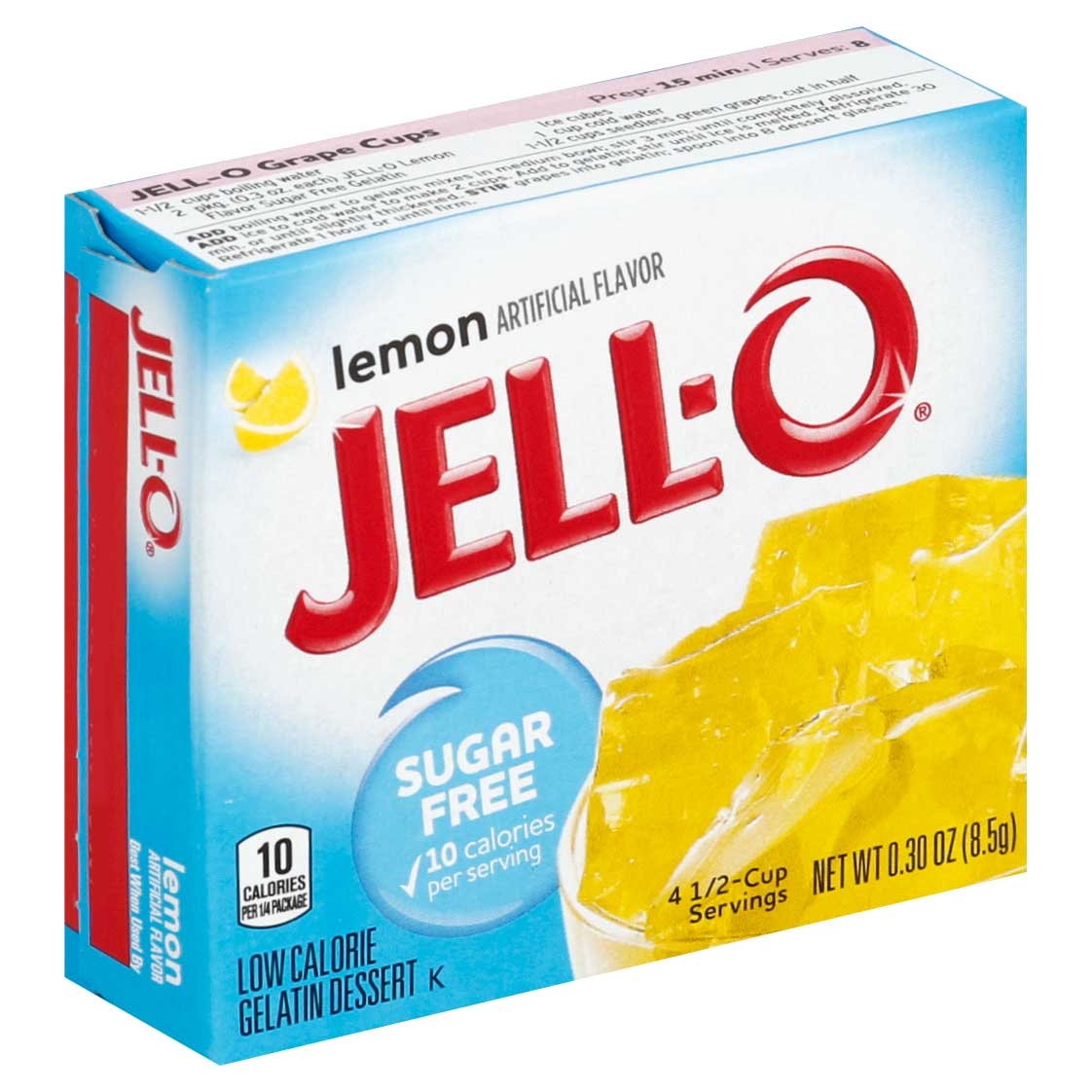 Jello Lemon Sugar Free Gelatin, .3 Ounce -- 24 Case
