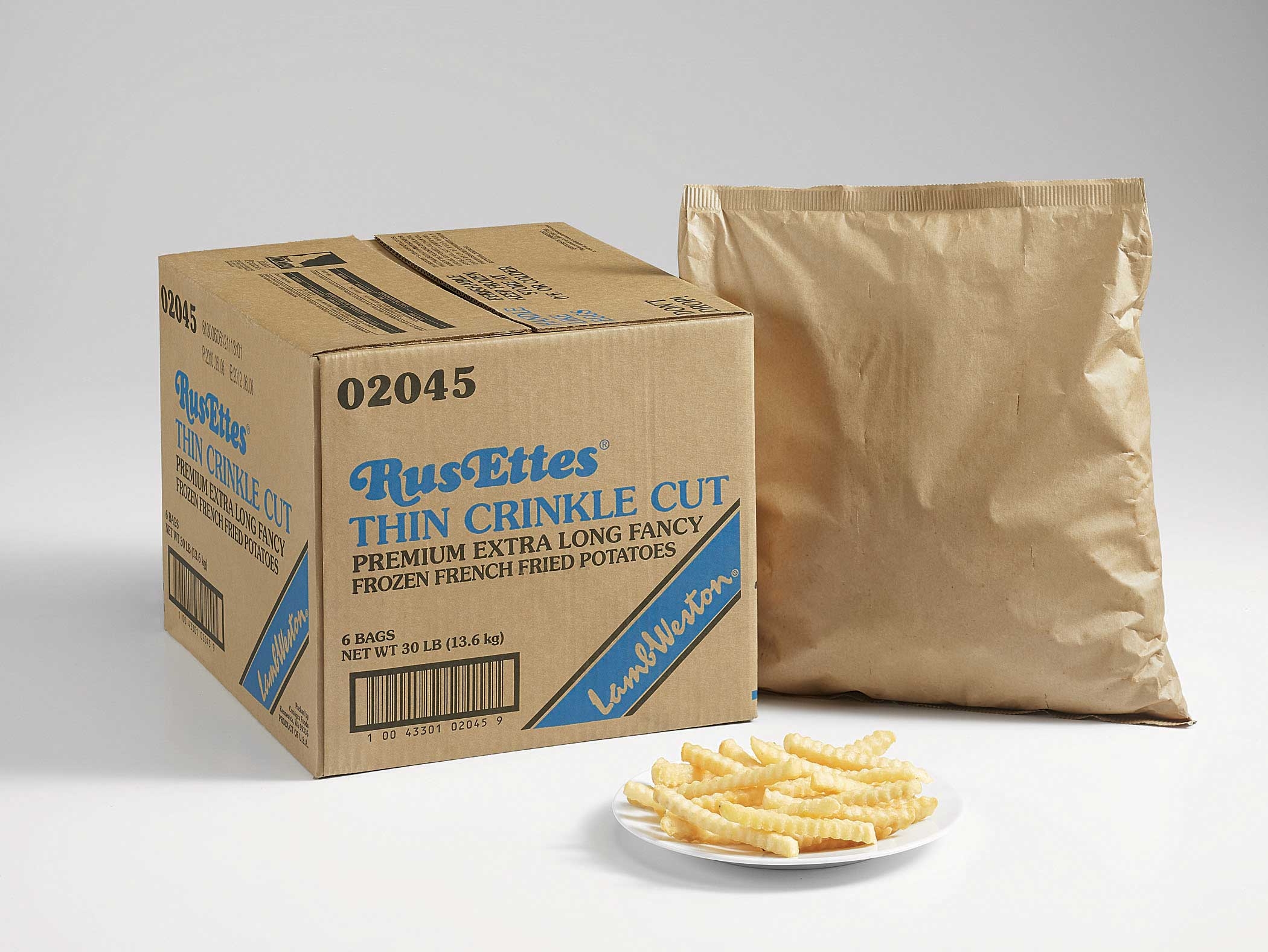 Lamb Weston Rus Ettes Idaho Shield Thin Crinkle Cut Potato French Fry, 5 Pound -- 6 per case.