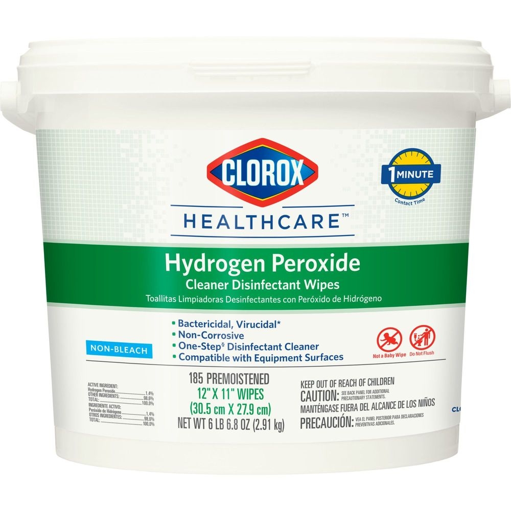 Clorox Healthcare Hydrogen Peroxide Cleaner Disinfectant Wipes, 185 count Bucket -- 2 per case.