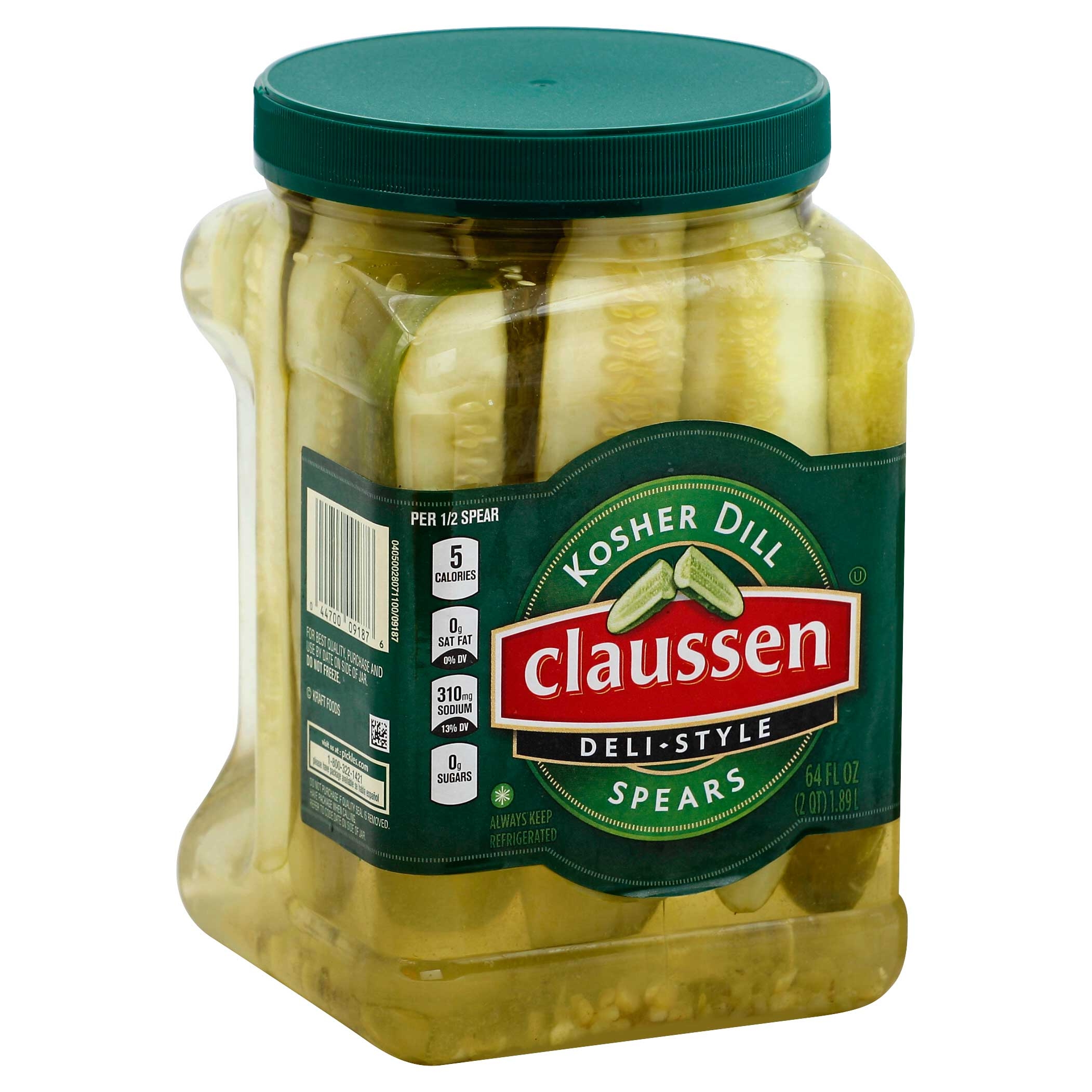 Claussen Deli Style Kosher Dill Pickle Spears, 64 Ounce -- 6 per case