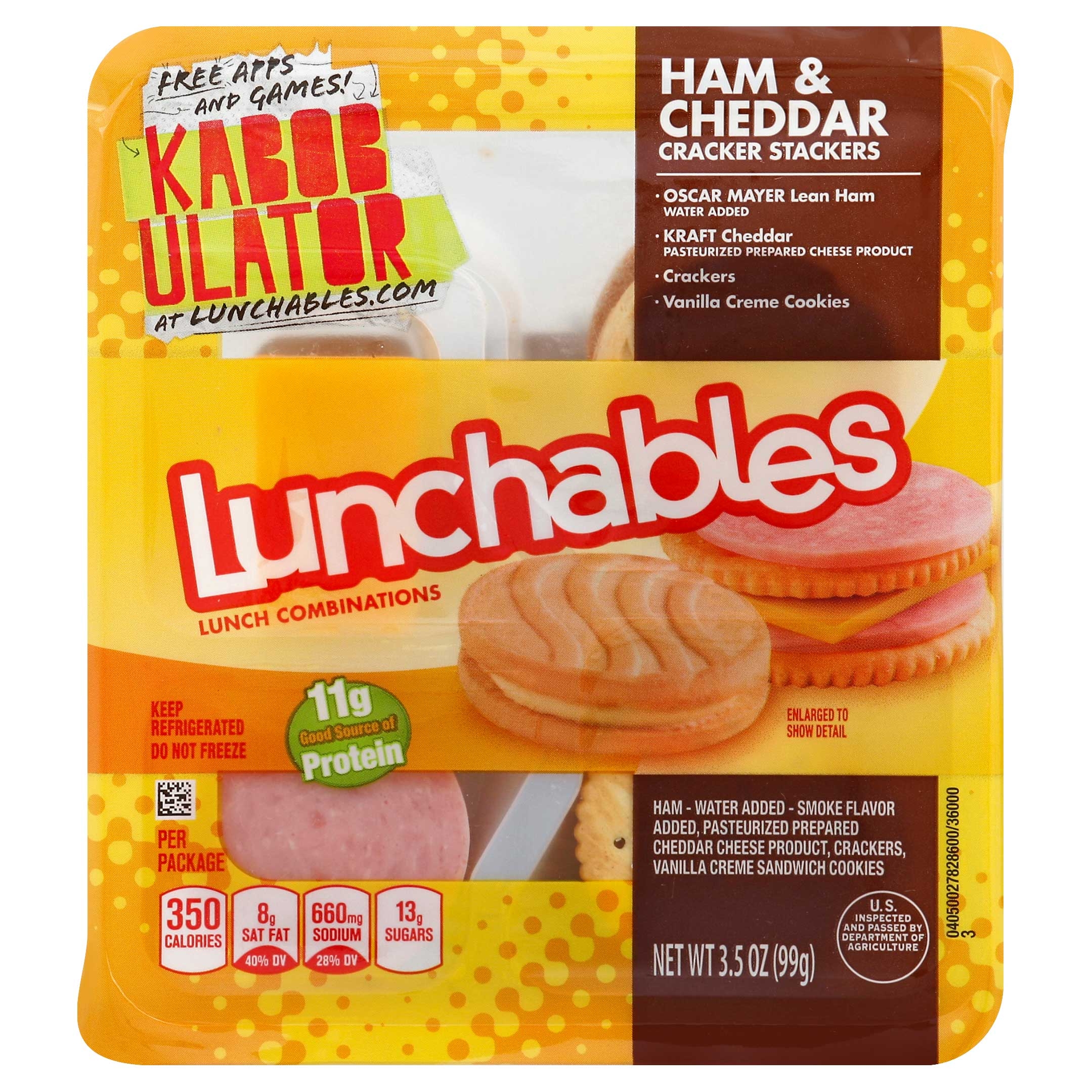 Kraft Oscar Mayer Lunchable Ham and Cheddar Cracker Stacker, 3.5 Ounce -- 16 per case.