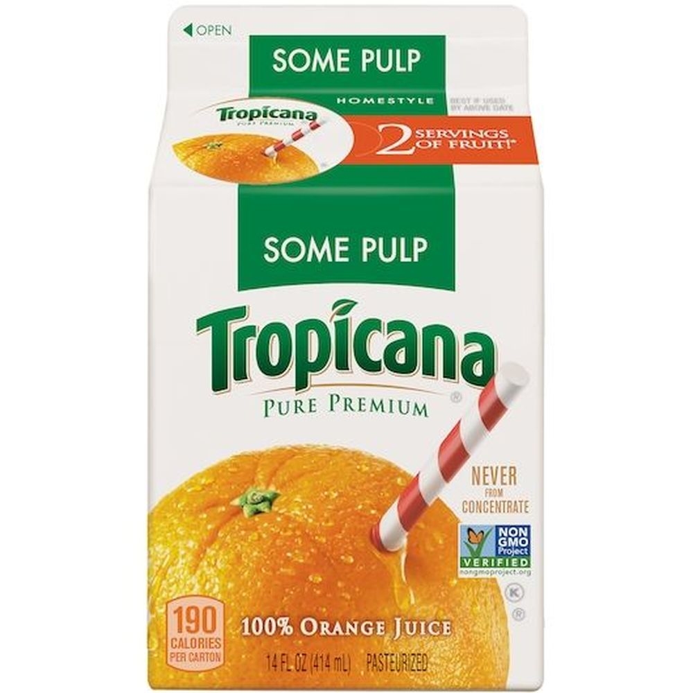 Tropicana Pure Premium Some Pulp Orange Juice, 14 Fluid Ounce -- 12 per case