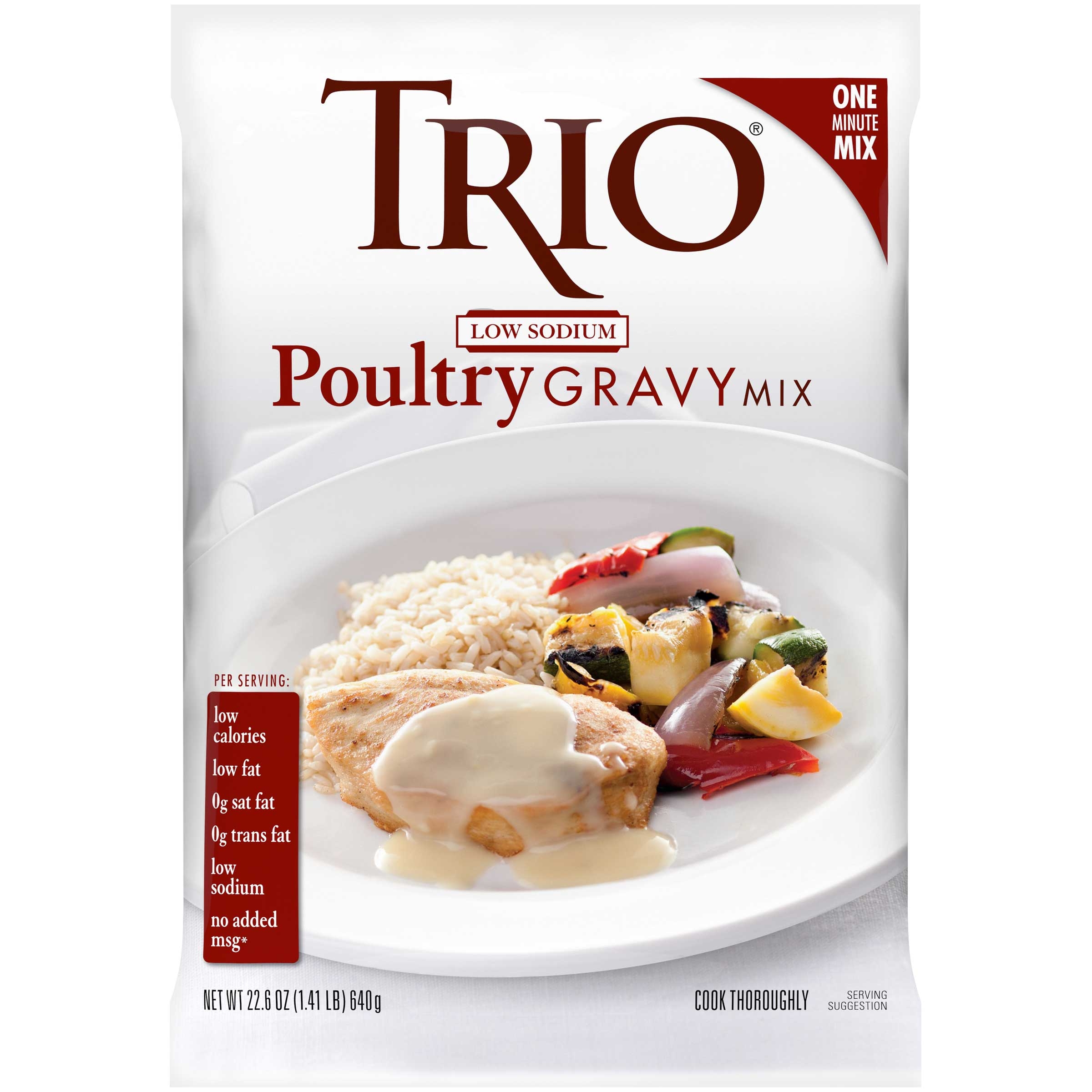 Trio Low Sodium Gravy Pouch, 22.6 Ounce -- 8 per case.