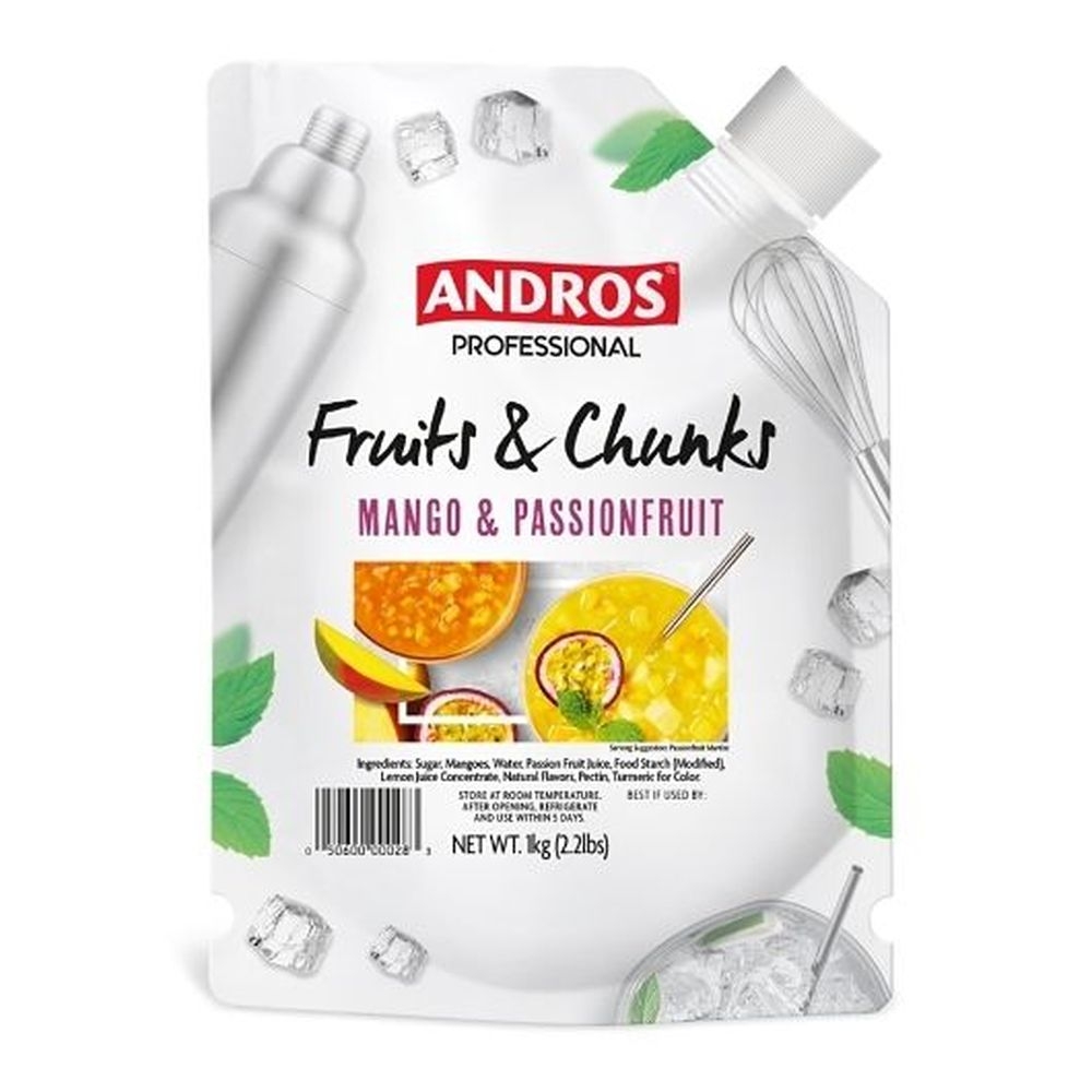 Andros Professional Mango Passionfruit Fruits and Chunks, 2.2 Pound -- 6 per case