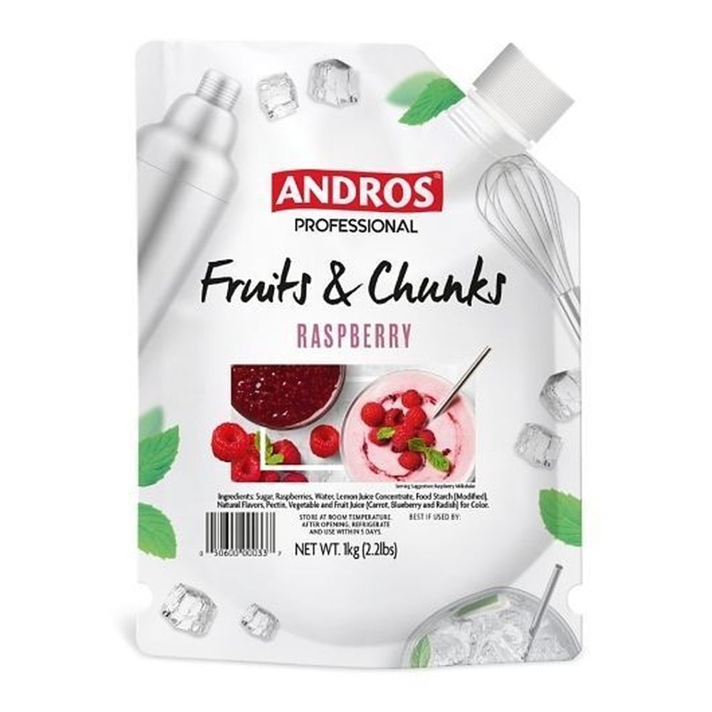 Andros Professional Raspberry Fruits and Chunks, 2.2 Pound -- 6 per case
