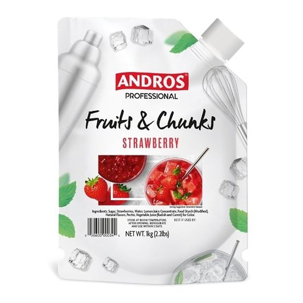 Andros Professional Strawberry Fruits and Chunks, 2.2 Pound -- 6 per case