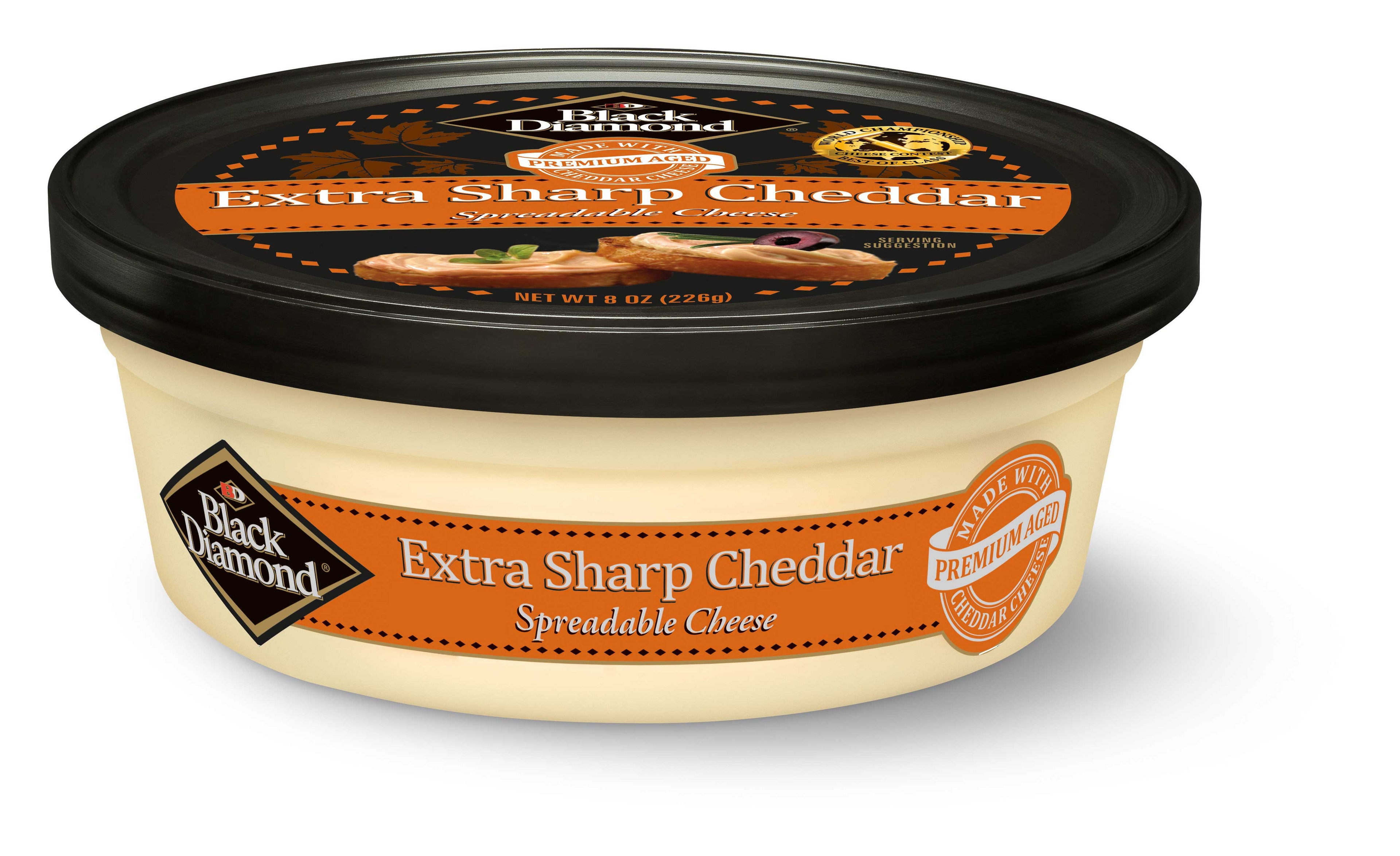 Black Diamond Extra Sharp Cheddar Cheese Spread, 8 Ounce -- 12 per case.