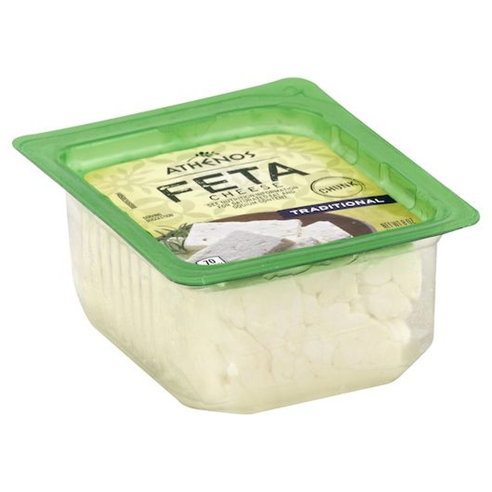 Athenos Traditional Chunk Feta Cheese - Resealable, 8 Ounce -- 12 per case