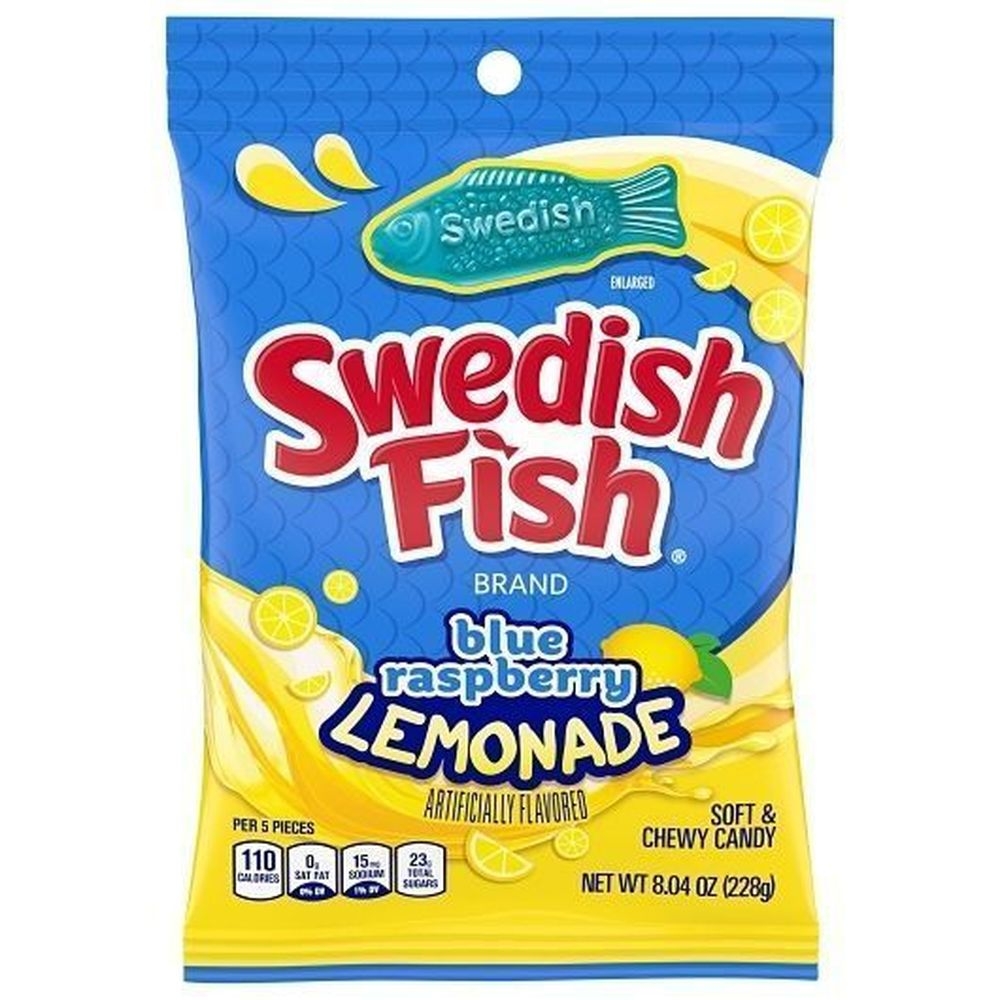 Swedish Fish Blue Raspberry Lemonade Soft Candy, 8.04 Ounce -- 12 per case