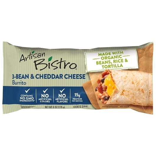 Artisan Bistro Three Bean and Cheddar Cheese Burrito, 6 Ounce -- 10 per case