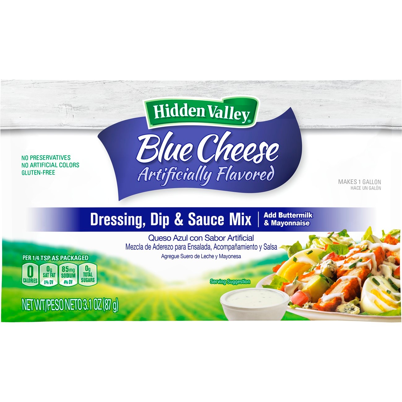 Hidden Valley Blue Cheese Dressing Dry Mix, 3.1 Ounce -- 18 per case