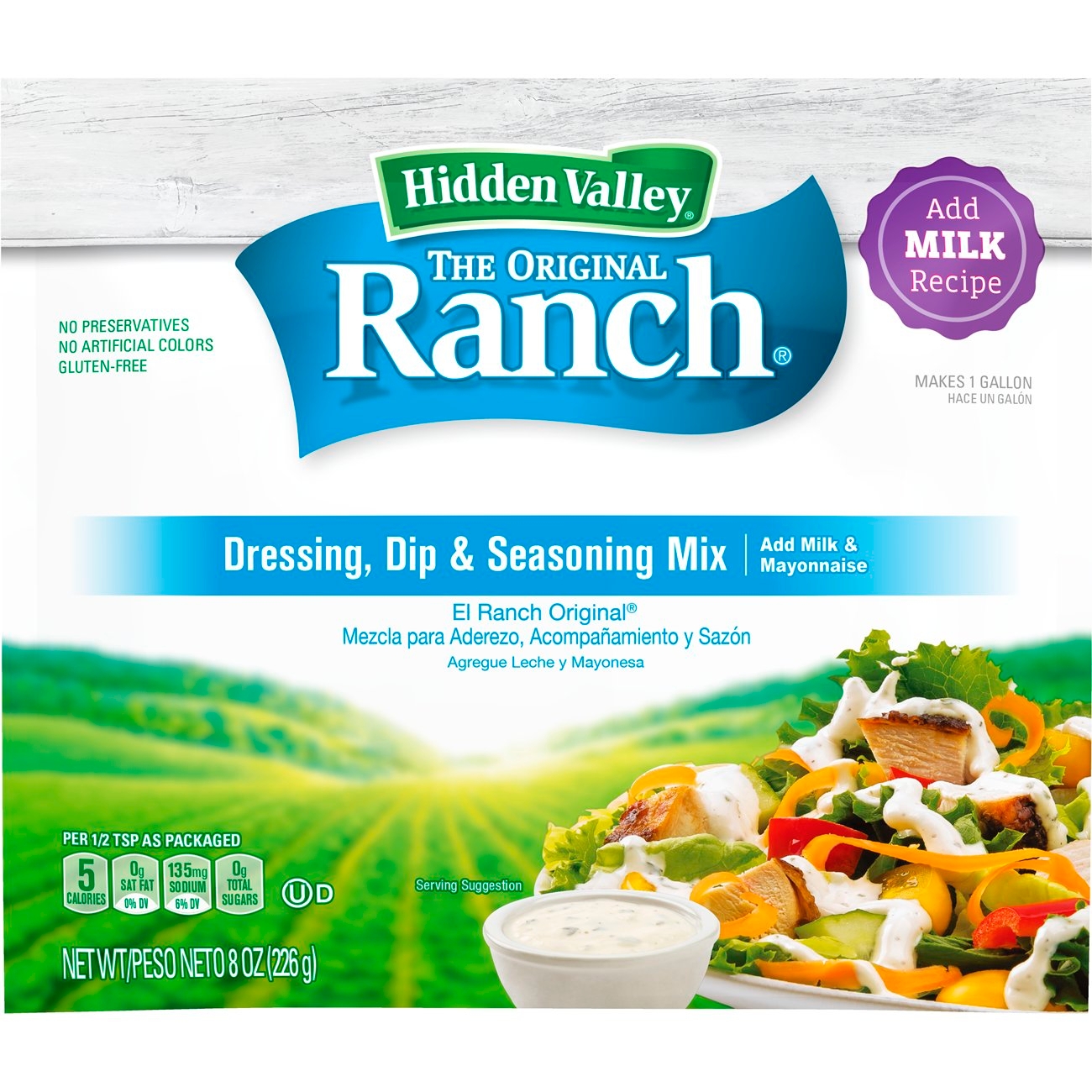 Hidden Valley Original Ranch Dry Dressing Mix, 8 Ounce -- 12 per case.