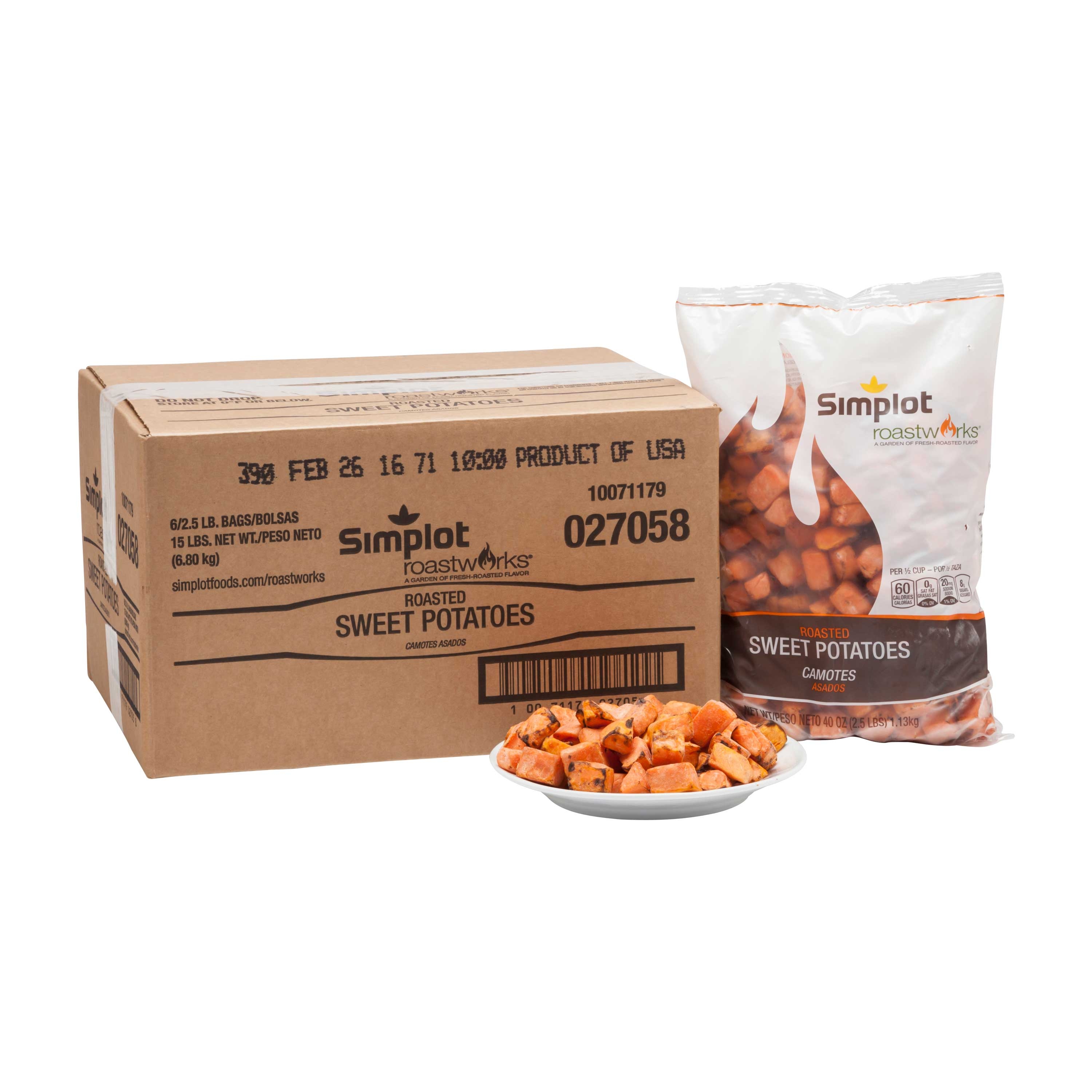 Roast Works Unseasoned Roasted Sweet Potato, 2.5 Pound -- 6 per case.