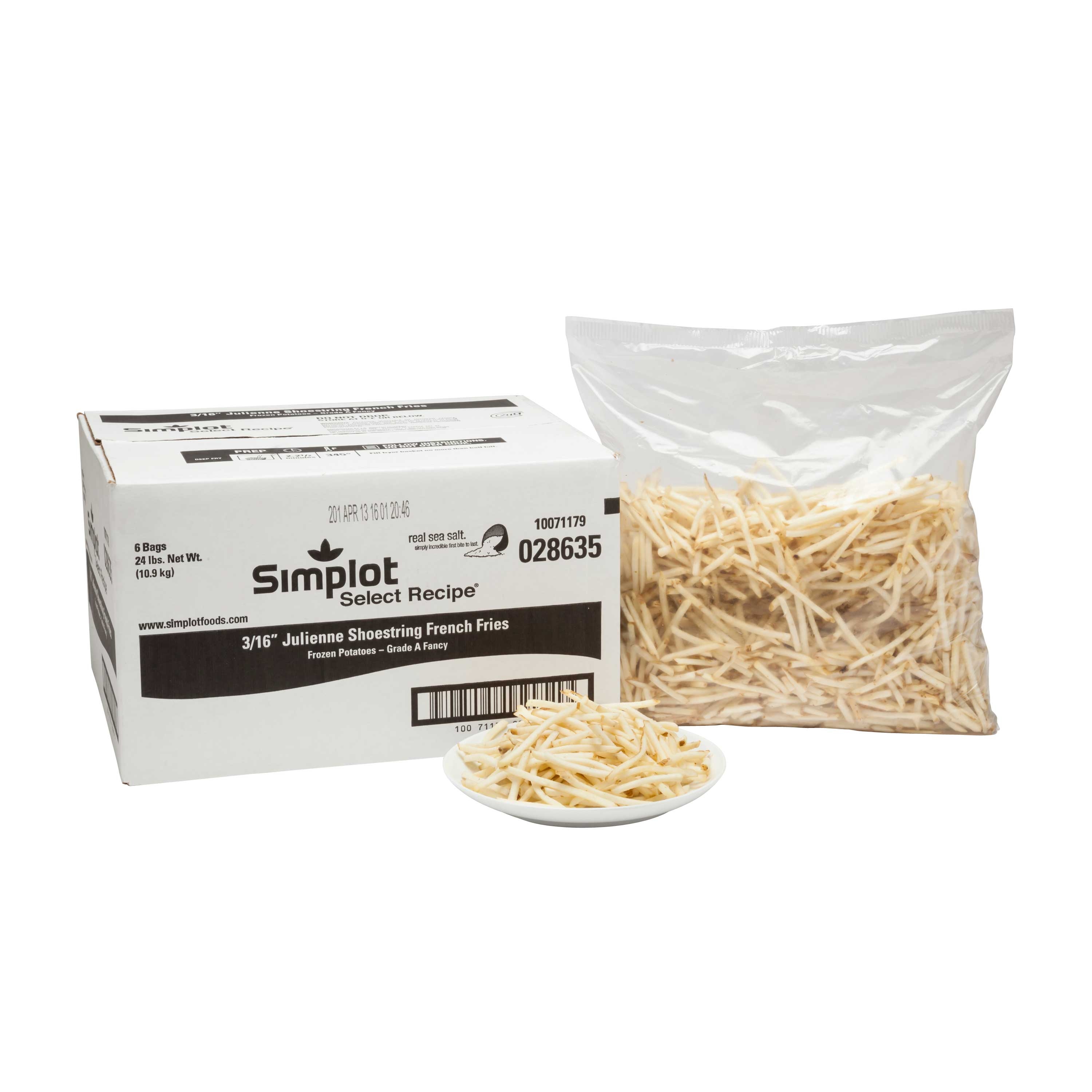 Select Recipe Skin On Julienne Shoestring French Fries, 4 Pound -- 6 per case.