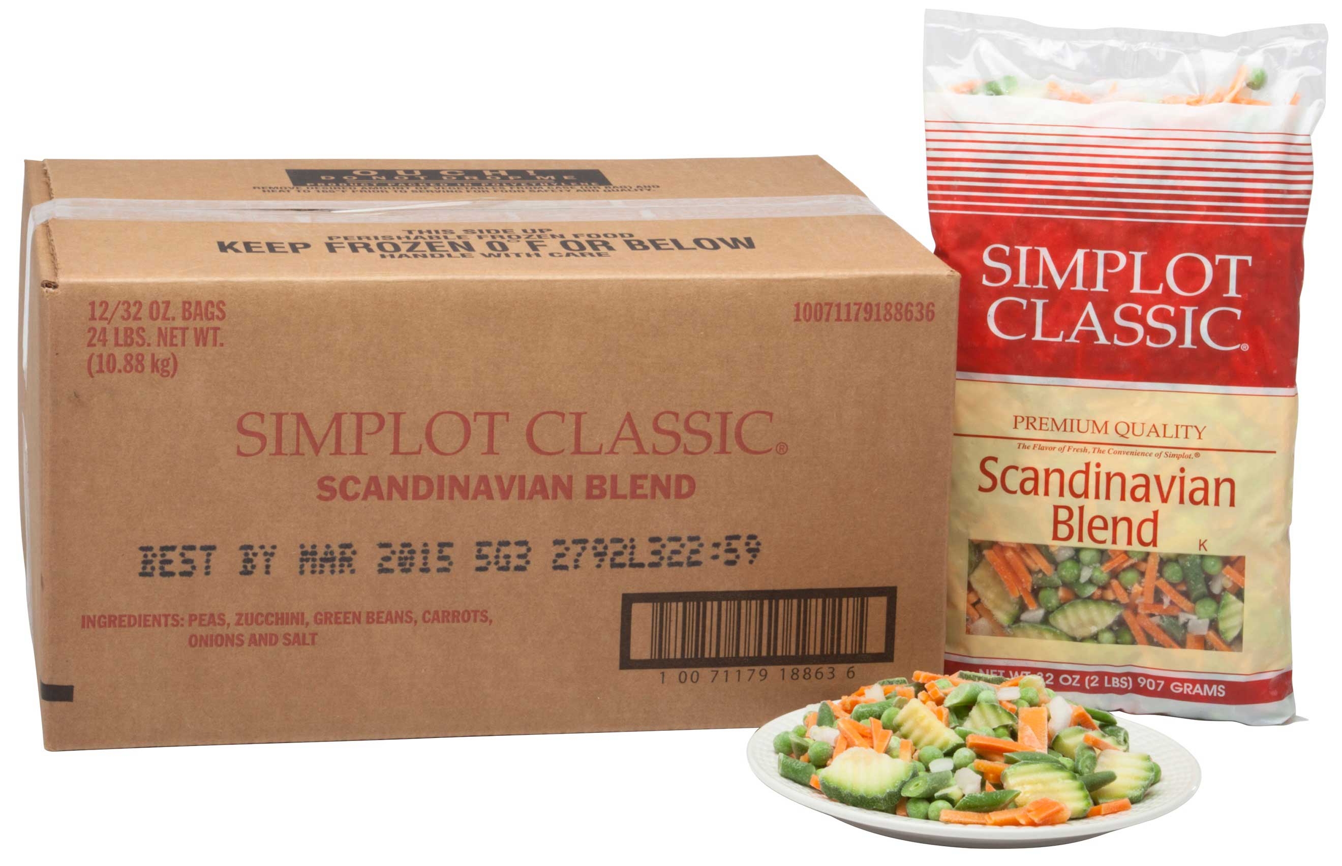 Simplot Scandinavian Vegetable Blend, 32 Ounce Package -- 12 packages per case