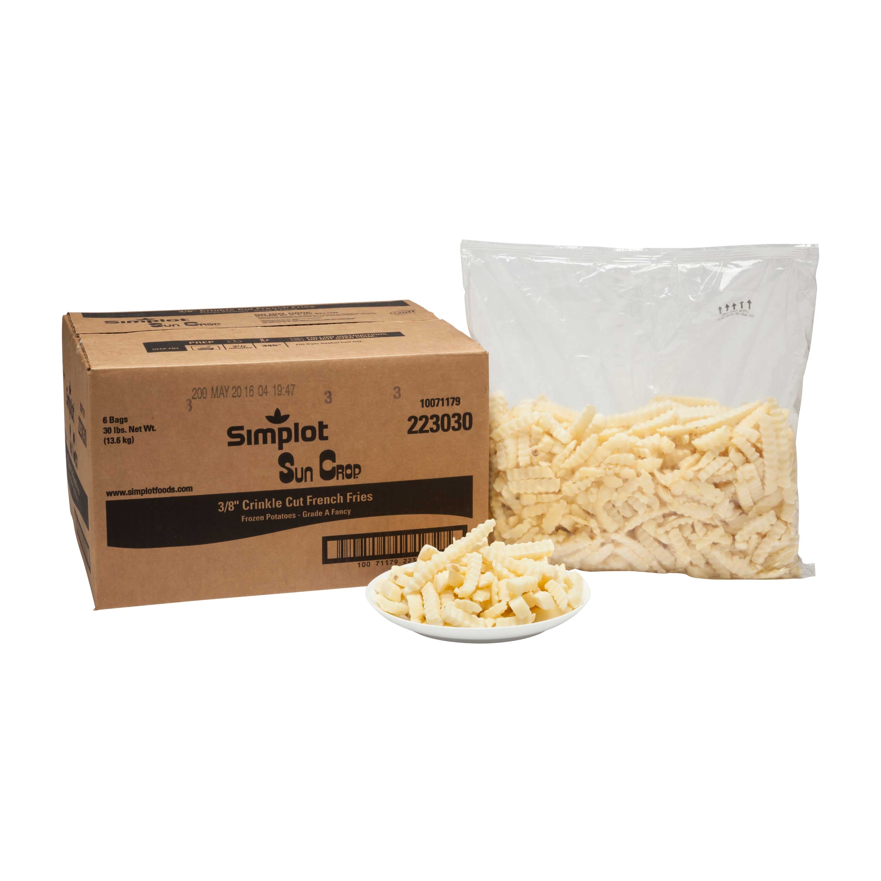 Simplot Sun Crop Extra Large Fancy Crinkle Cut Potato French Fry, 5 Pound -- 6 per case.