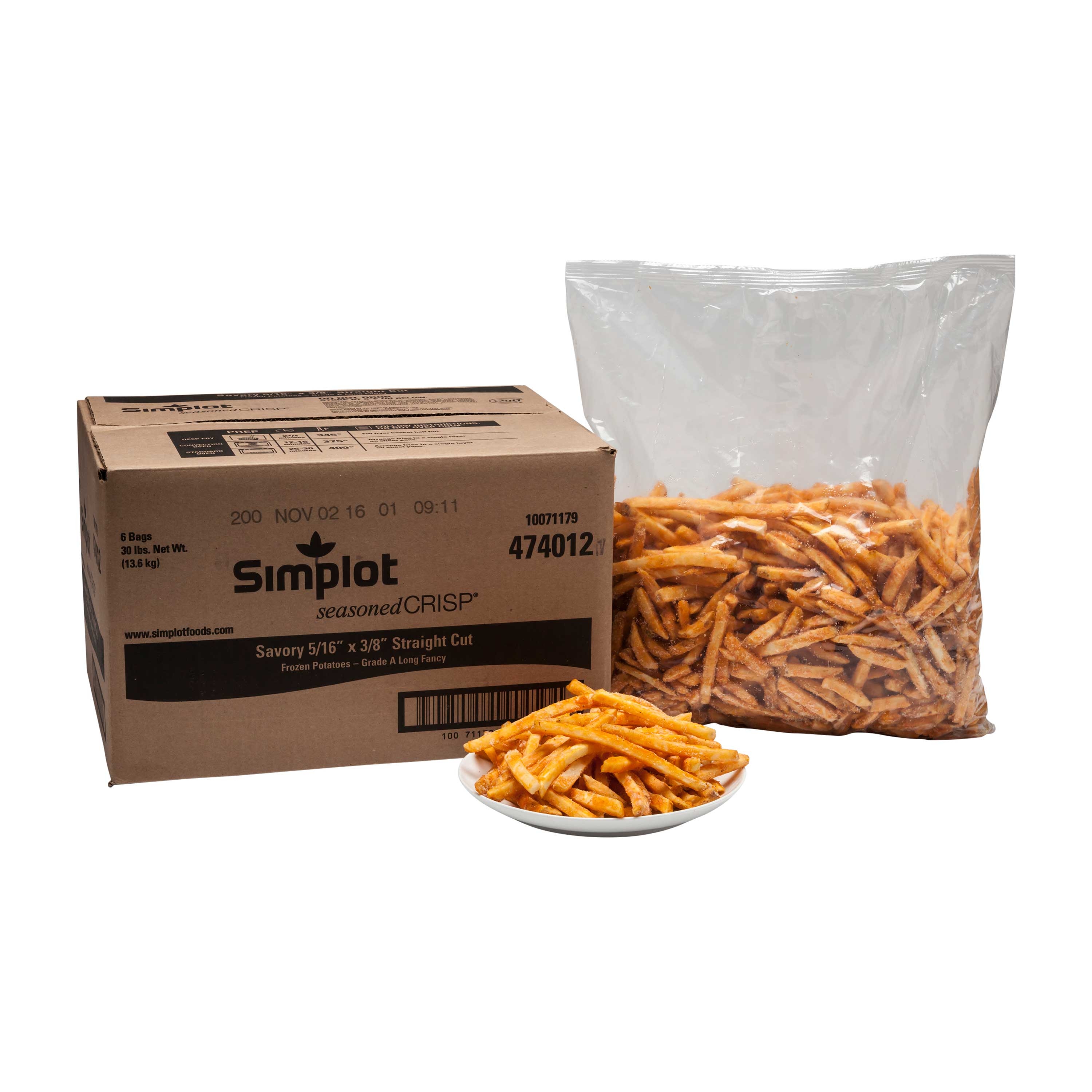 Simplot SeasonedCrisp Savory Batter Straight Cut French Fry, 5 Pound -- 6 per case.