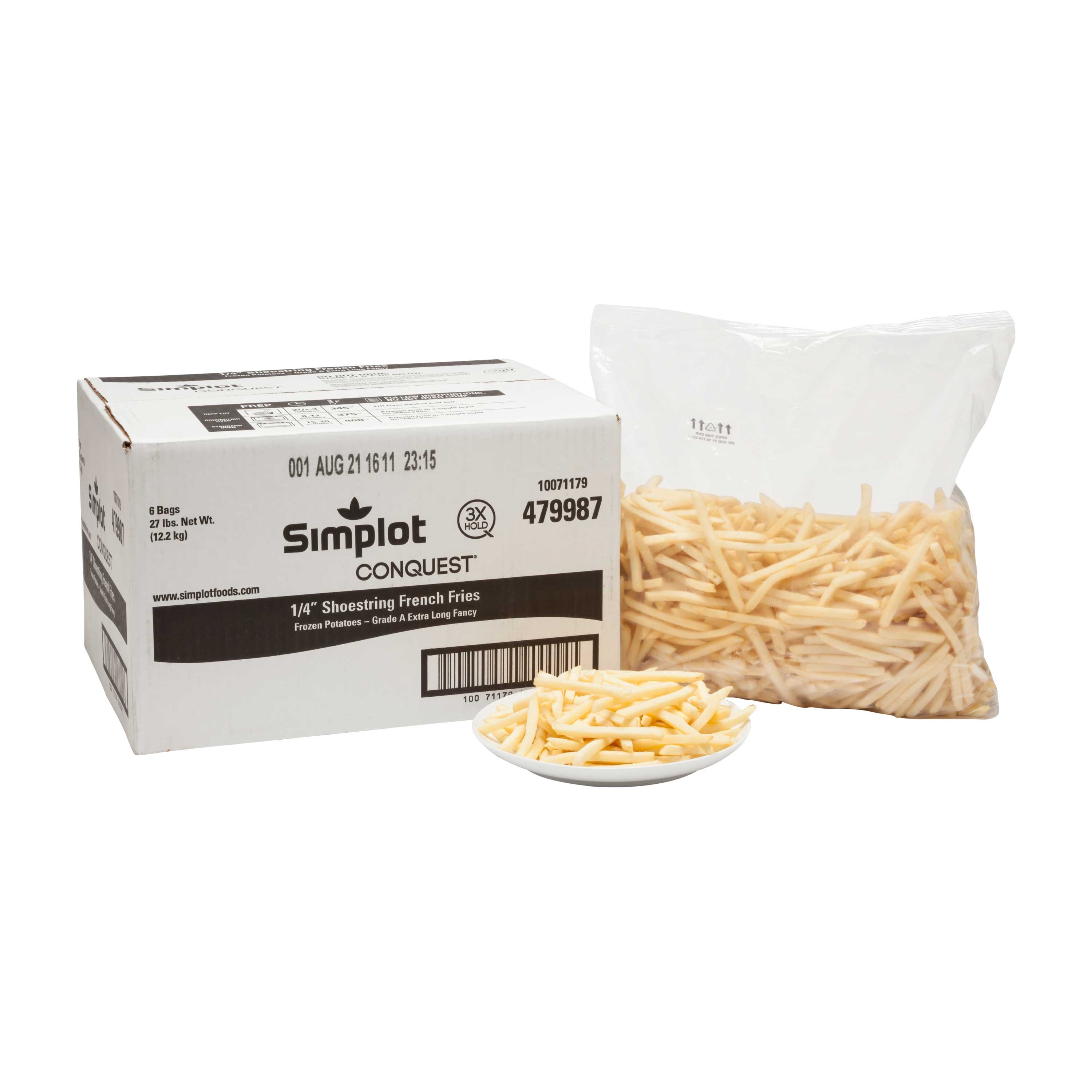 Simplot Conquest ClearlyCrisp Shoestring Potato French Fry, 4.5 Pound -- 6 per case.