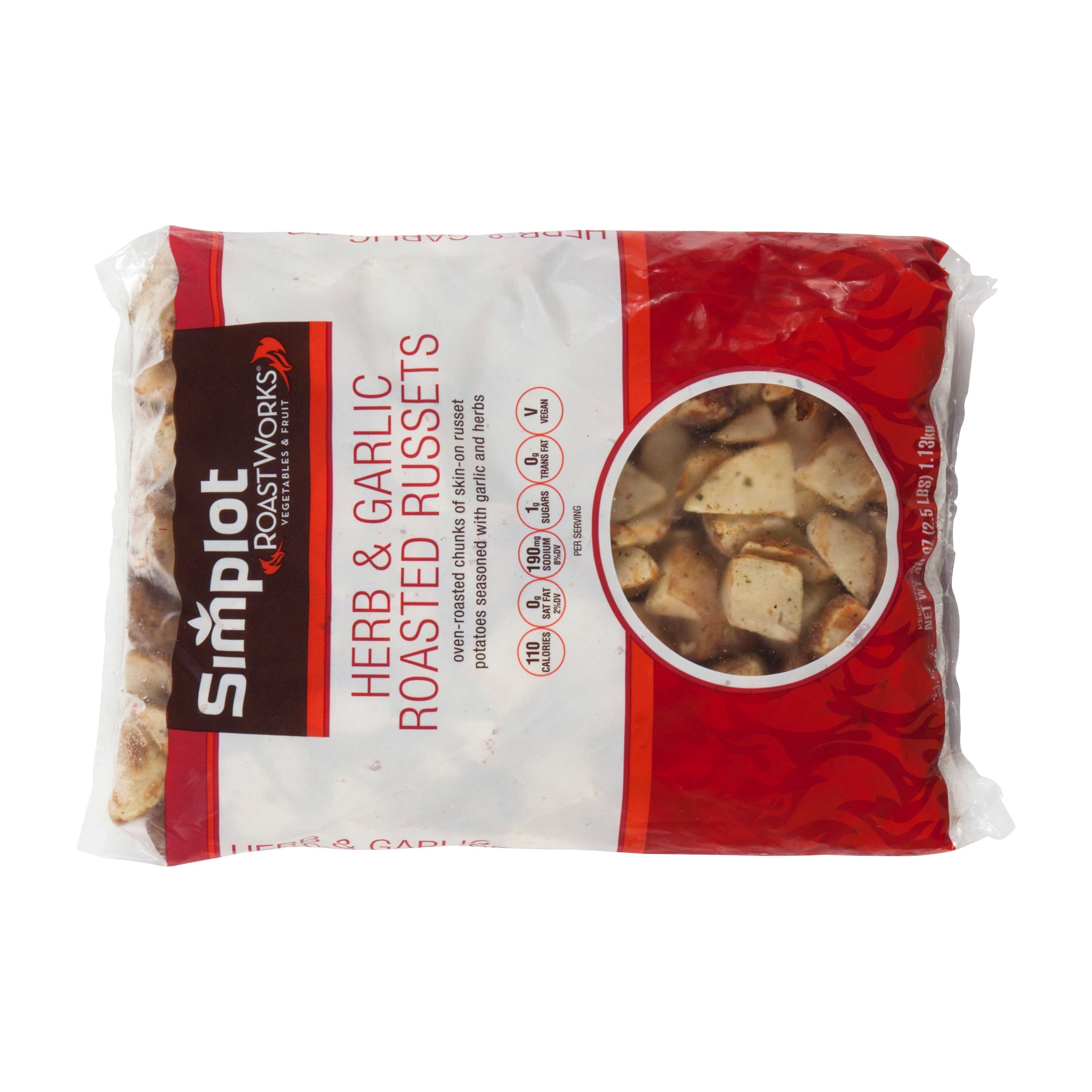 Simplot RoastWorks Herb and Garlic Roasted Russets Potato, 2.5 Pound -- 6 per case.